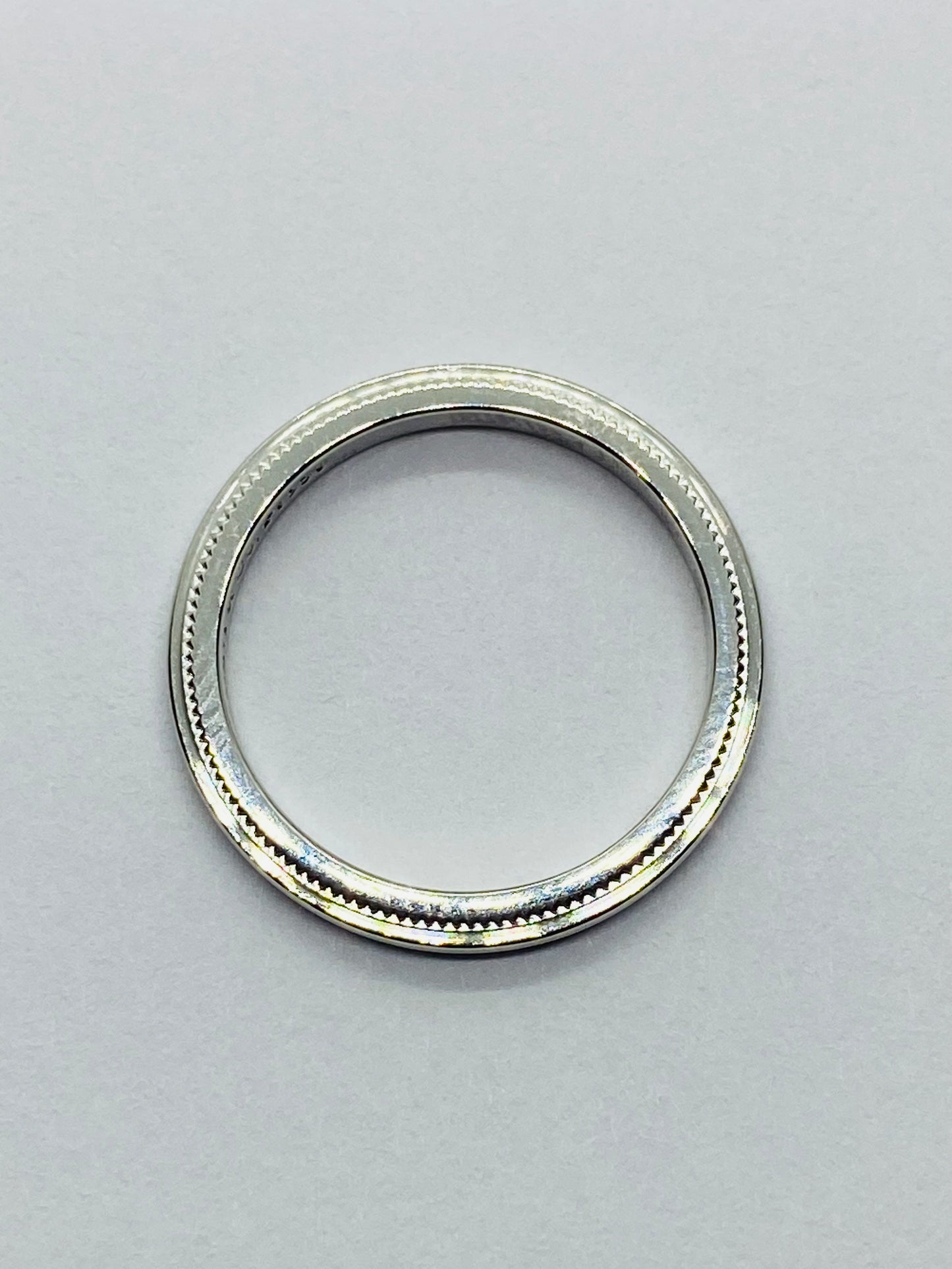 Tiffany & Co. Platinum Milgrain Band Ring 2mm Size 3.25