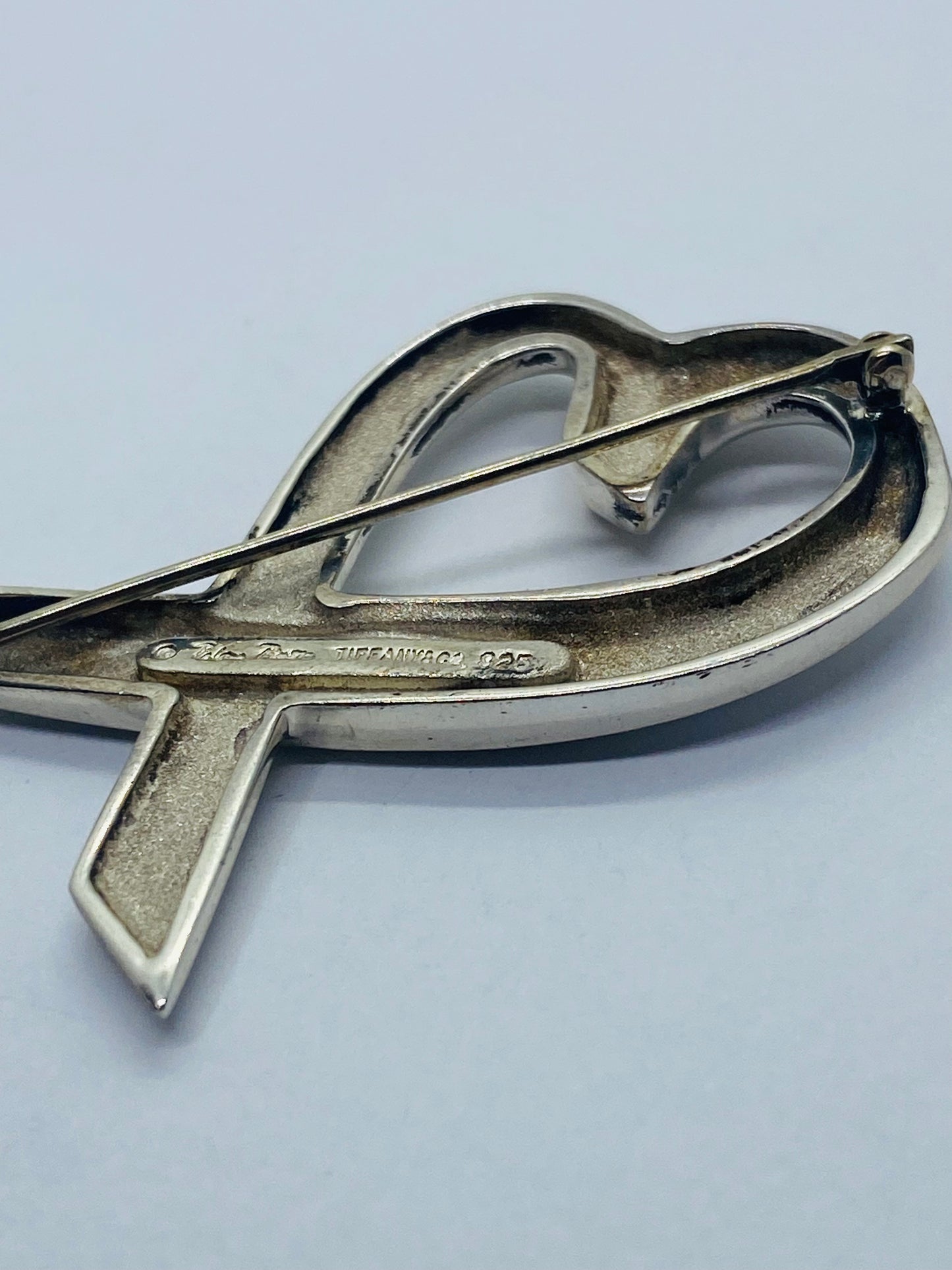 Tiffany & Co Paloma Picasso 925 Silver Silver Loving Open Heart Brooch LARGE