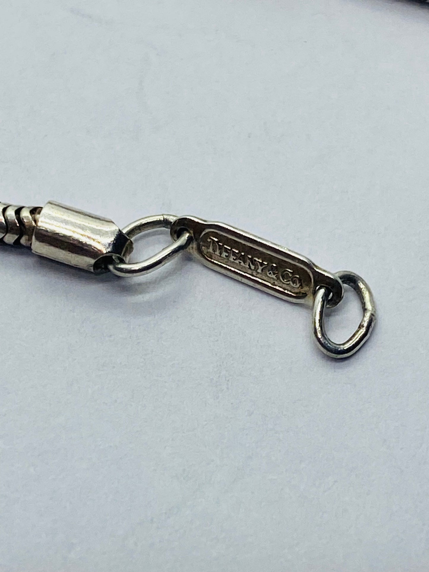 Vintage Tiffany & Co 18K Yellow Gold Silver Hematite Pendant Snake Necklace Rare