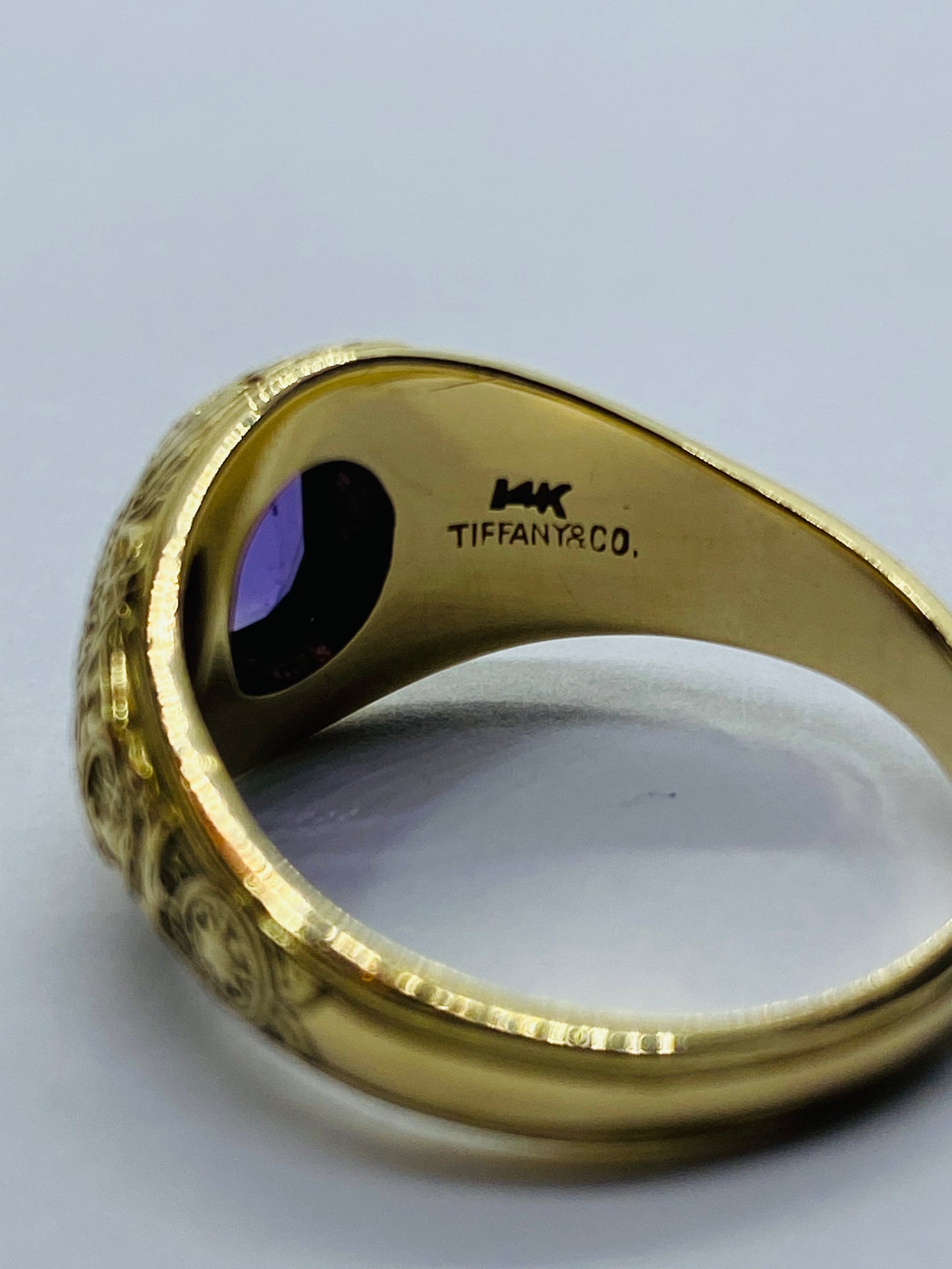Tiffany & Co 14K Gold Naval Academy Class Ring 1929 Oval Amethyst Size 8.25