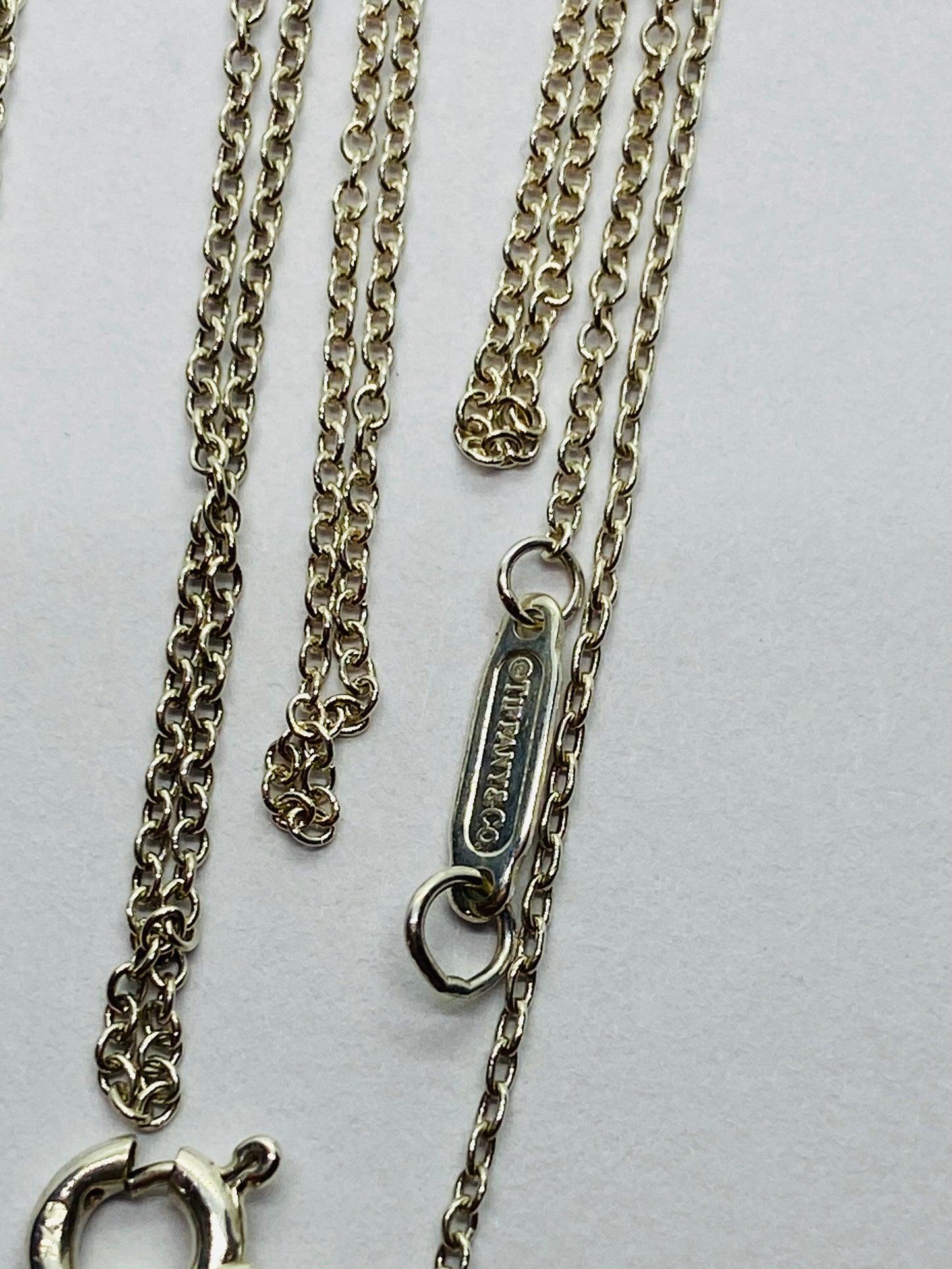 35" Tiffany & Co Sterling Silver 1mm Link Chain Necklace with Lobster Clasp