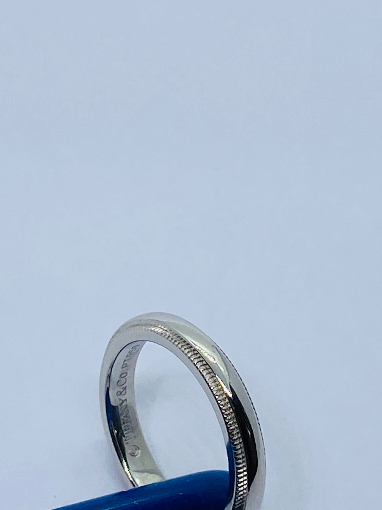 TIFFANY & CO PLATINUM 950 Double MILGRAIN WEDDING BAND 3MM SIZE 4