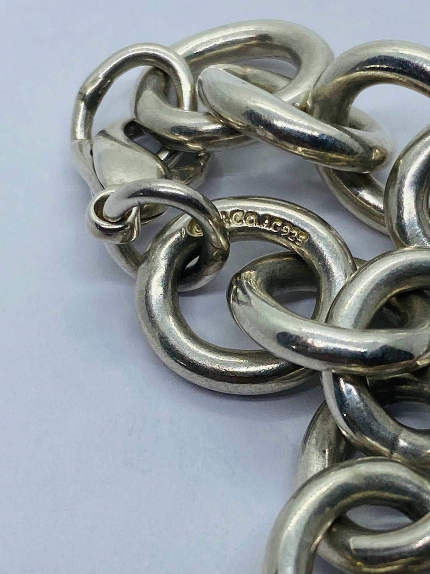 Rare Tiffany and Co sterling silver Rubedo infinity bracelet Chunky 7.75 Box/pouch