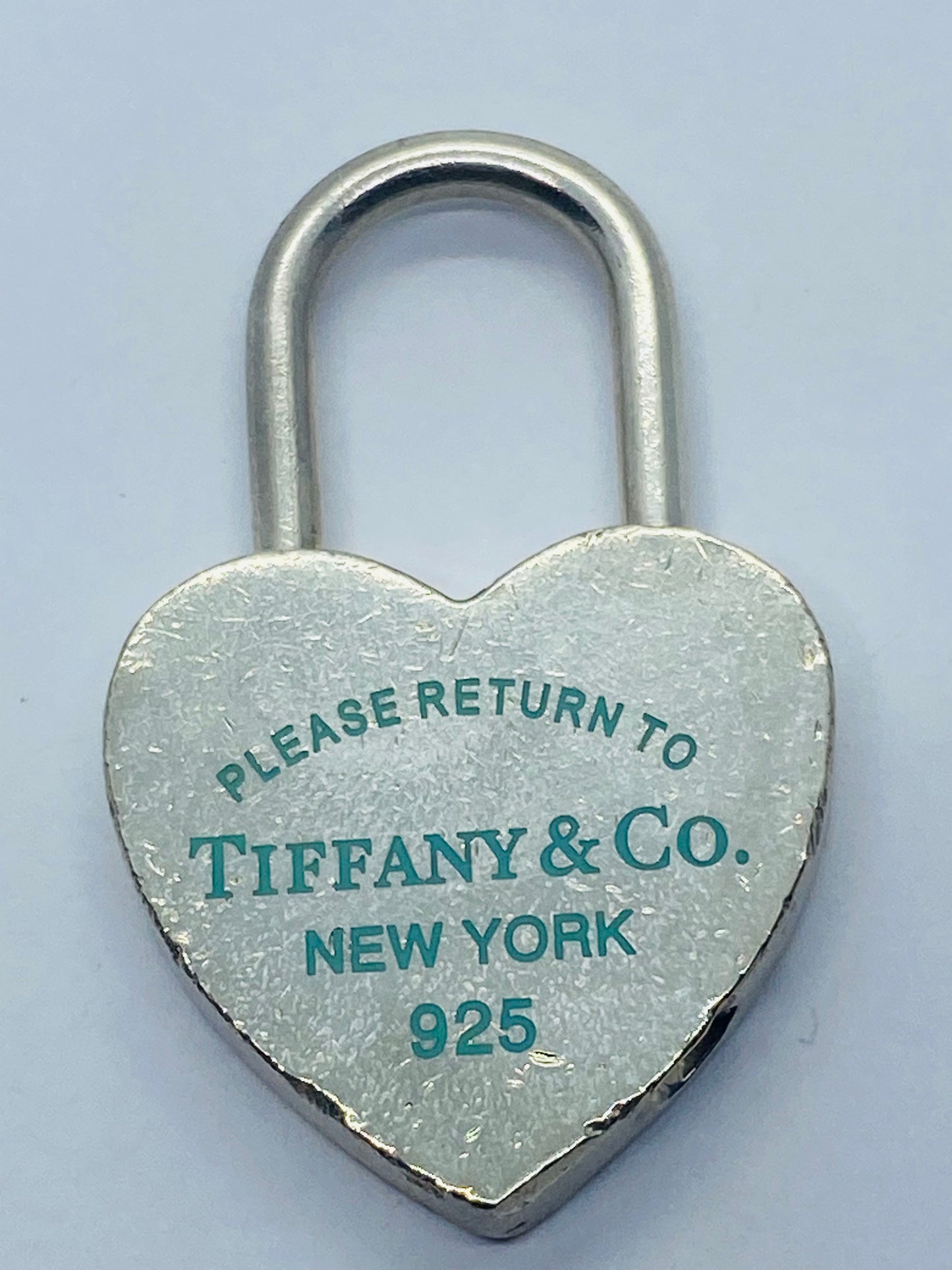 GIANT Tiffany & Co Blue Enamel Heart Padlock Please Return to Tiffany & Co NY 2”
