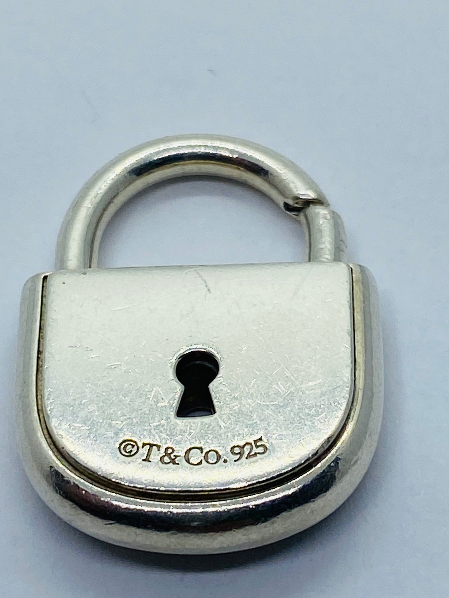 Tiffany Co Sterling Silver Arc Padlock Lock Keyhole Oval Charm Pendant