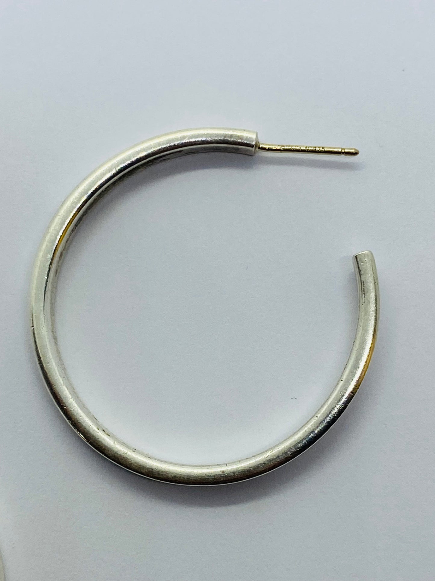 Tiffany & Co. 1837 Narrow Large 33mm Hoop Earrings Love Sterling Silver