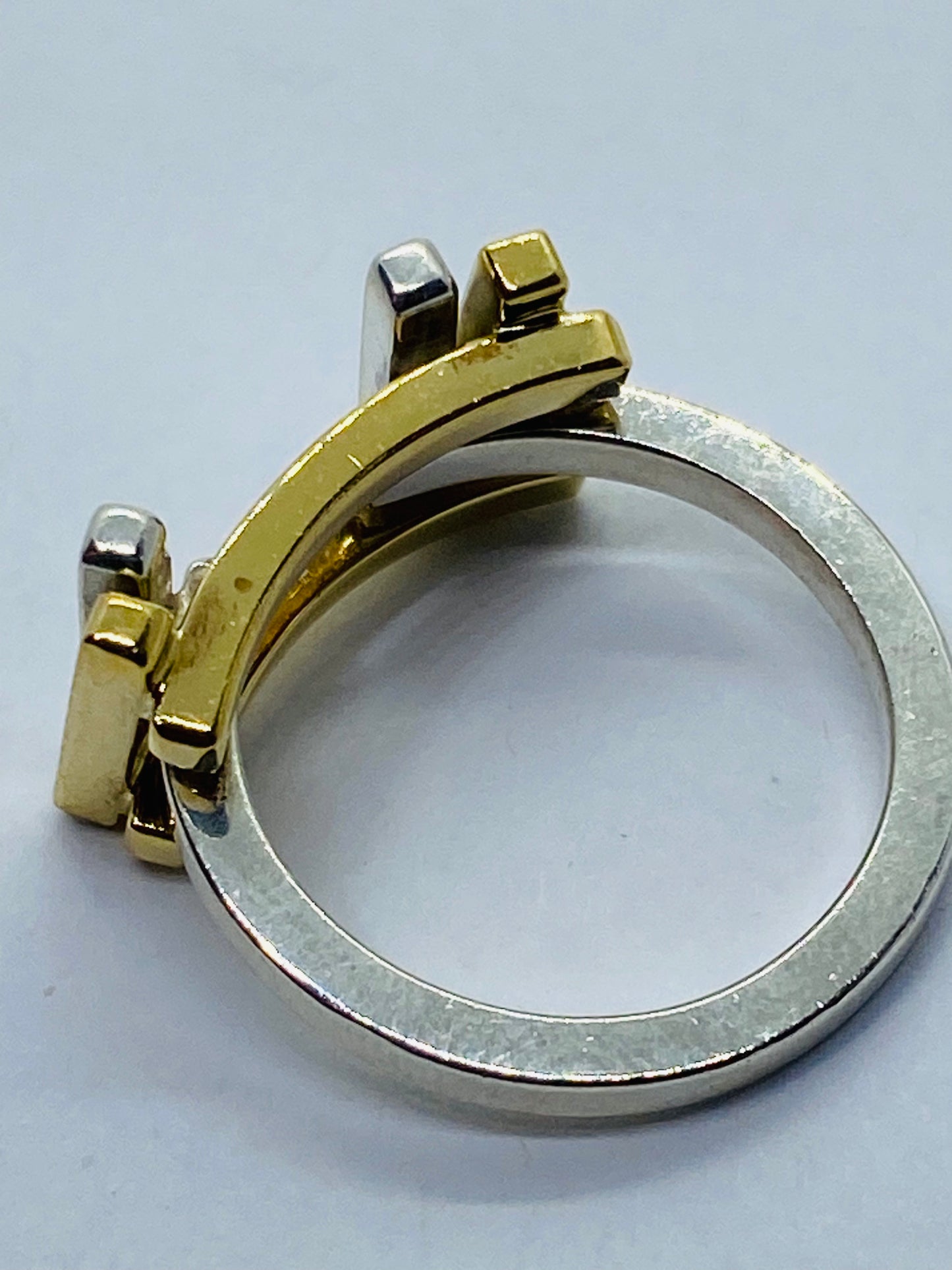 Tiffany & Co Frank Gehry Sterling 18k Gold Axis Flex Band Ring Size 5.5