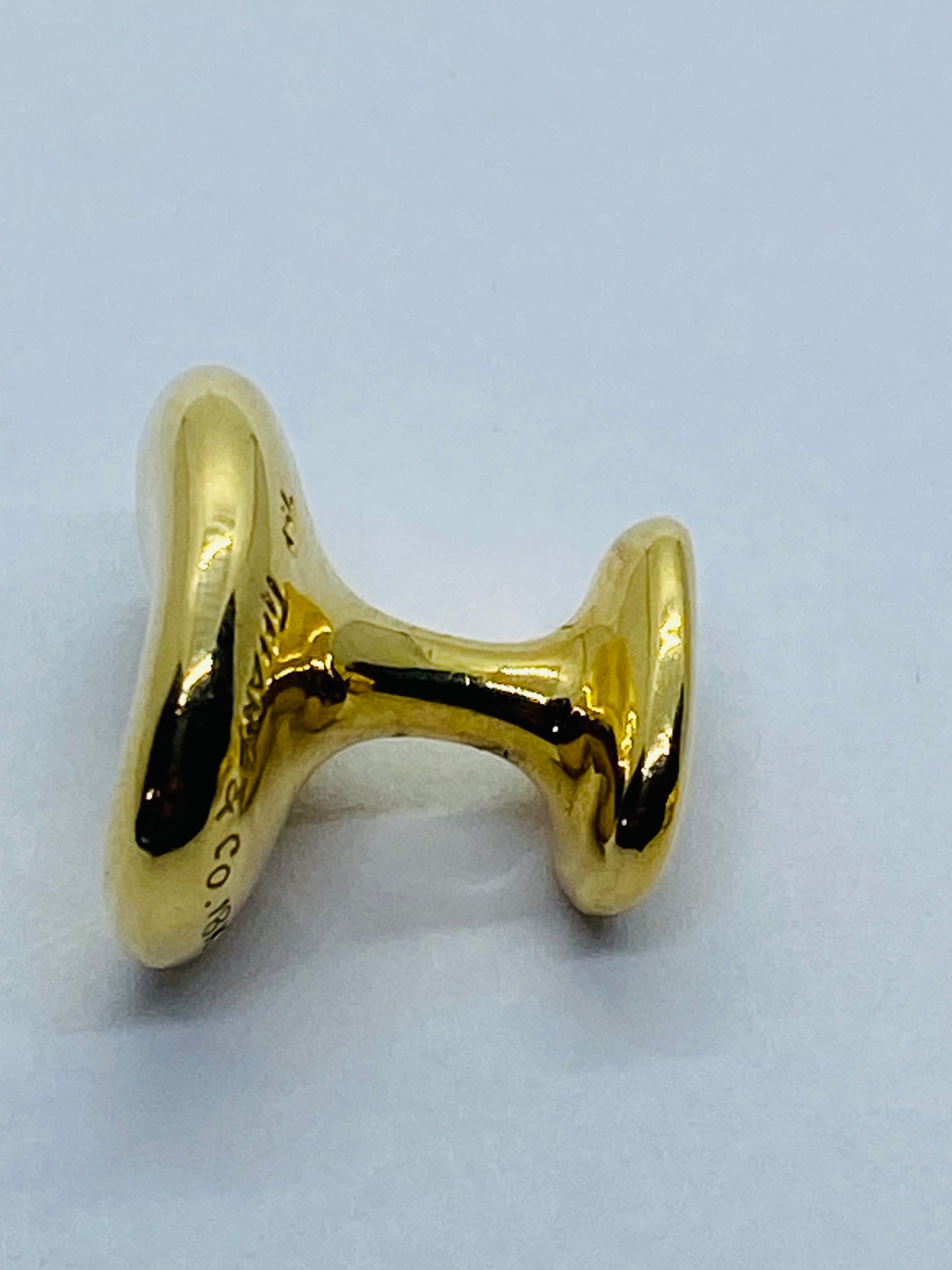 TIFFANY & CO SOLID 18KT 750 YELLOW GOLD ELSA PERETTI BEAN SHAPED CUFFLINKS CUFF