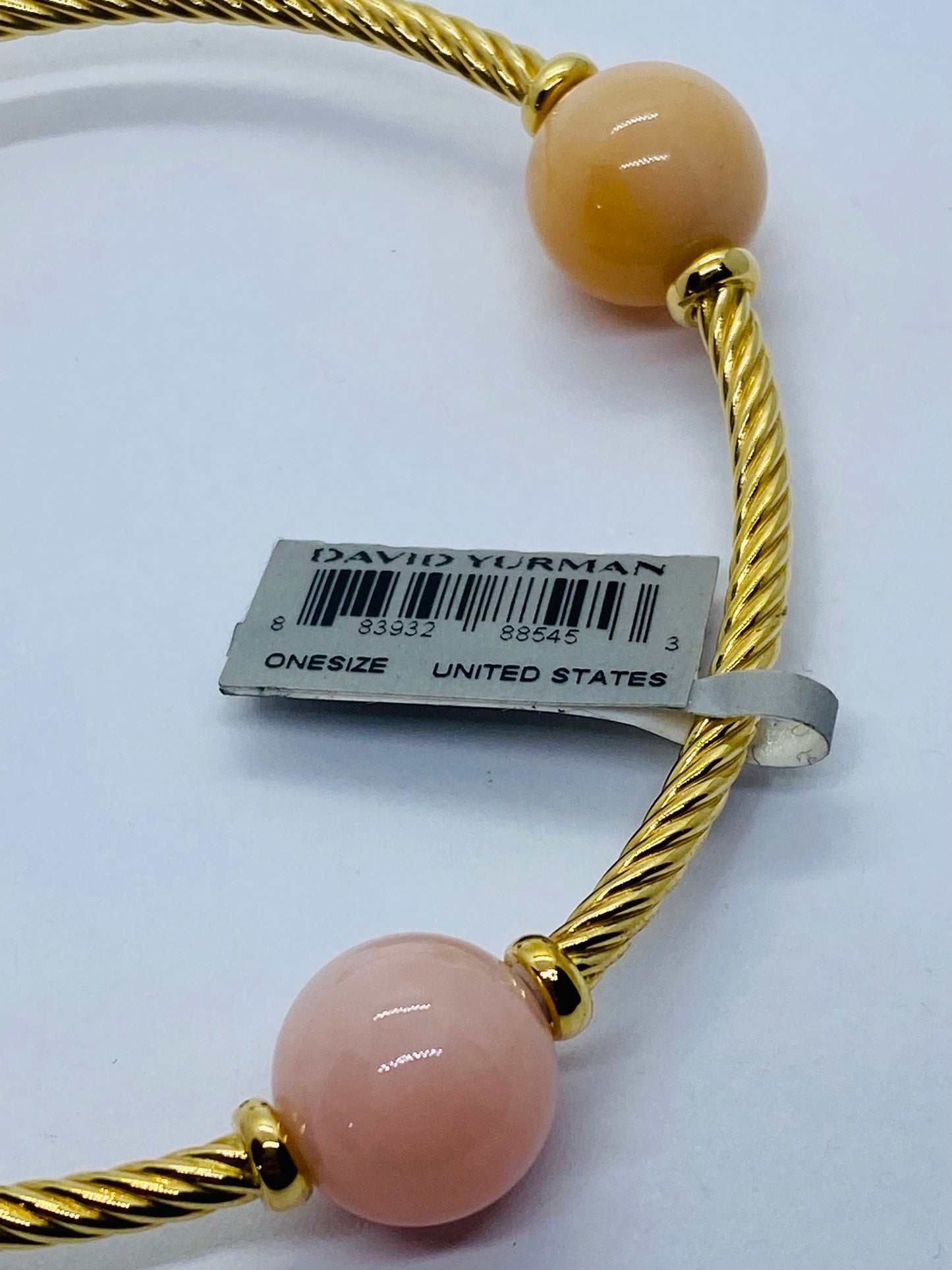 $2700 DAVID YURMAN NEW Mustique 4 Station Pink Opal Peach Moonstone 18K Gold Bracelet