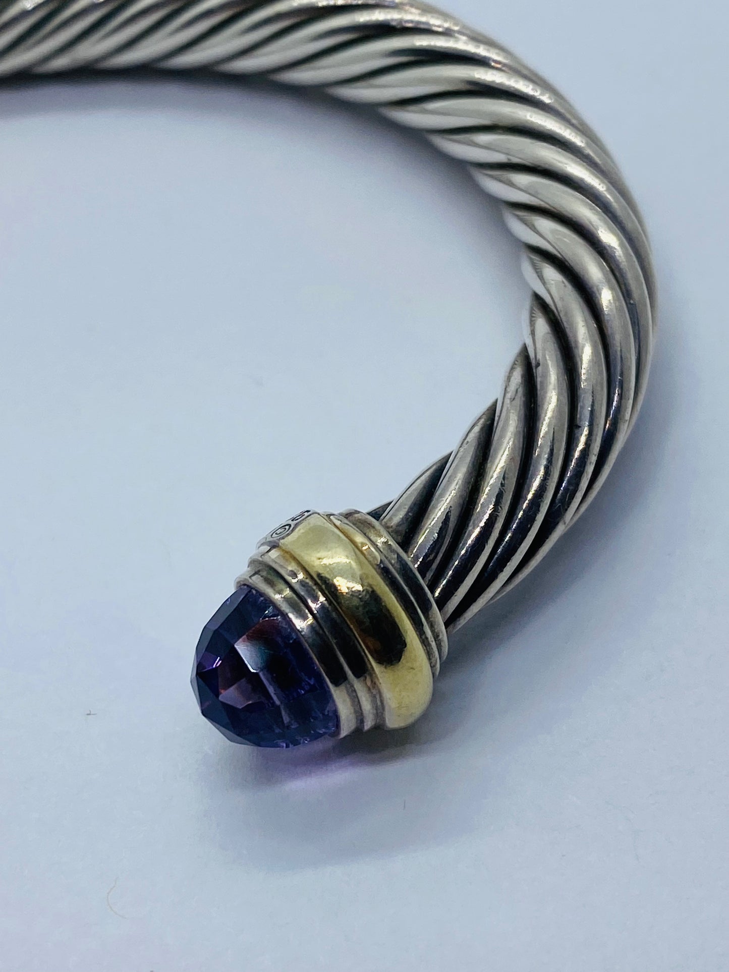 7MM David Yurman Cable Classic Bracelet Amethyst 14K Yellow Gold 2.25”