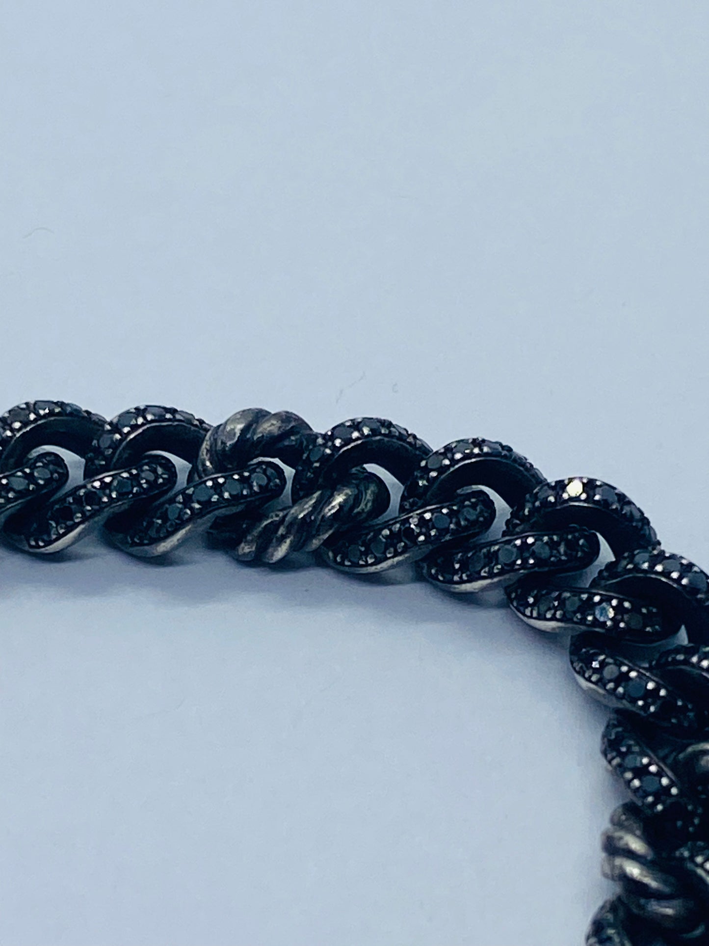 $4200 David Yurman Sterling Silver BraceletBlack Pave Diamonds 6.5” 6.4mm