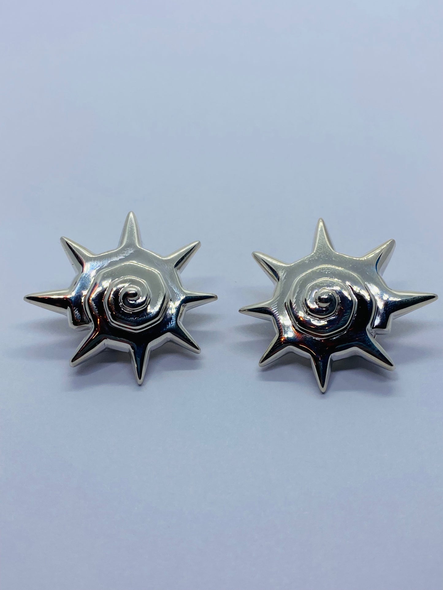 Tiffany & Co RARE Silver Sun Star Seashell Earrings 35MM Wide Clip On