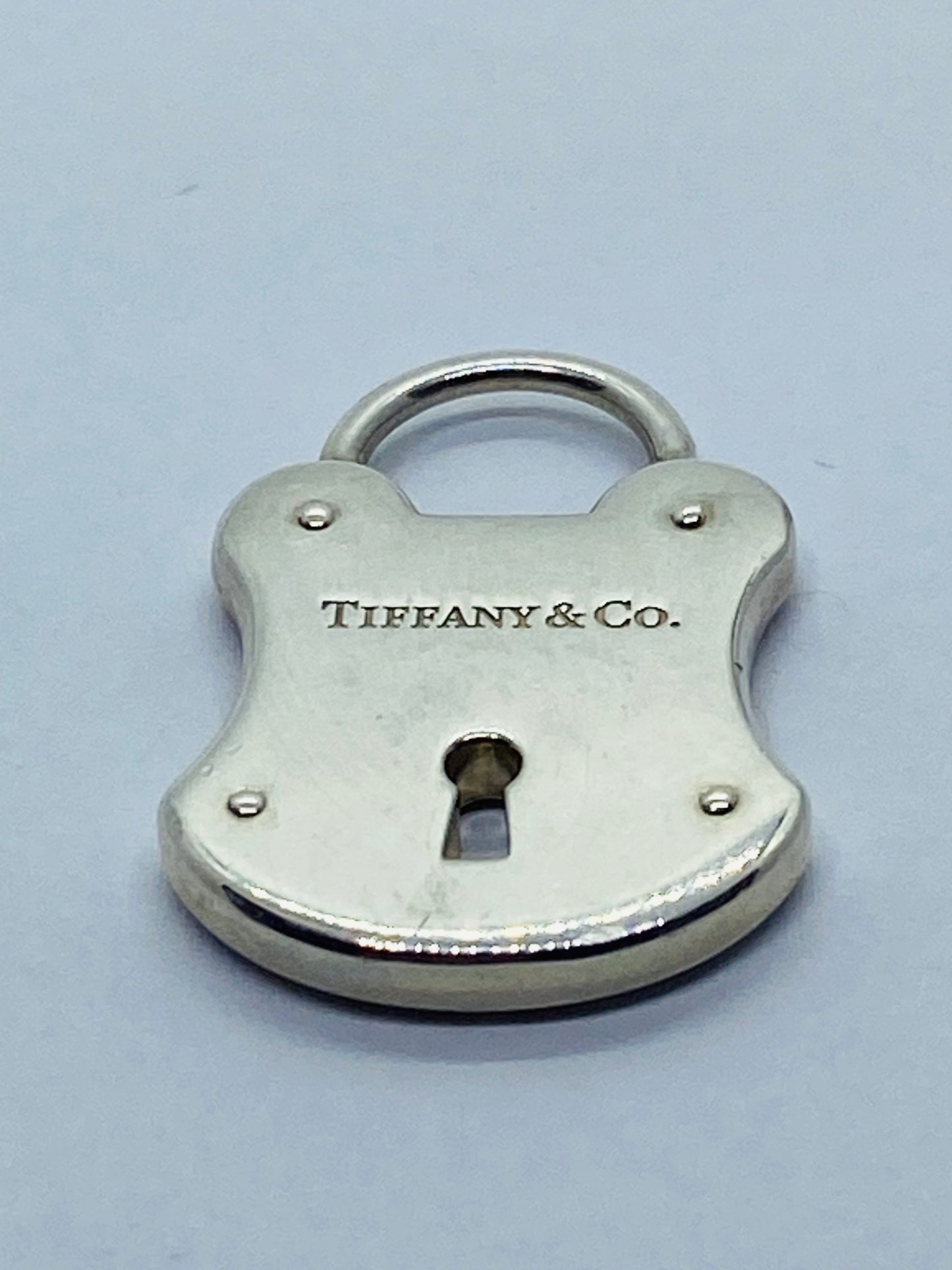 Tiffany & Co Large 925 Sterling Silver Lock Key Hole Charm Pendant 28x18mm