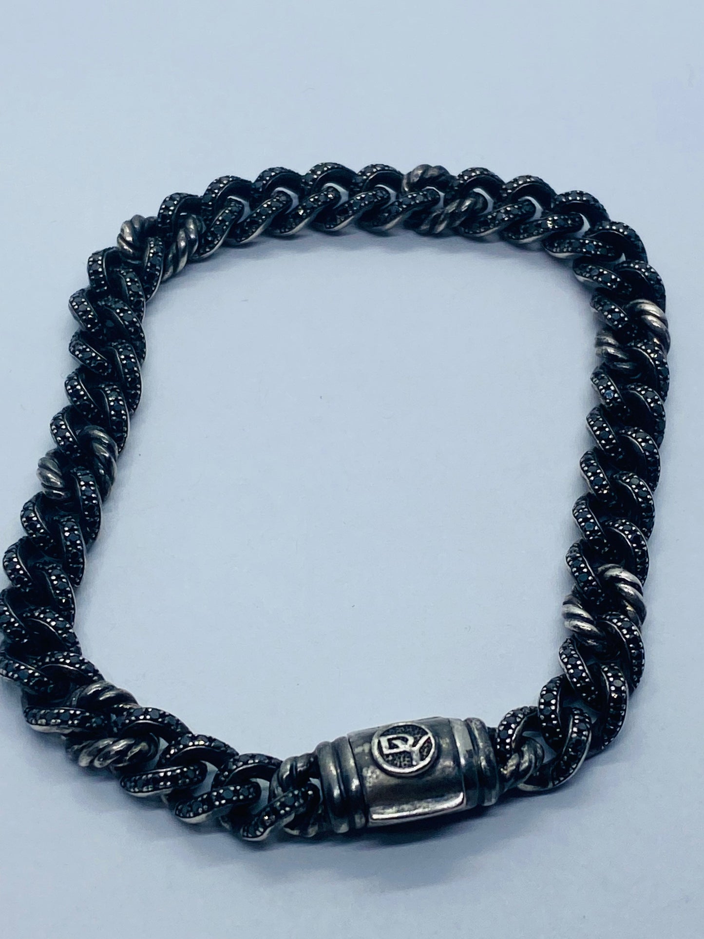 $4200 David Yurman Sterling Silver BraceletBlack Pave Diamonds 6.5” 6.4mm