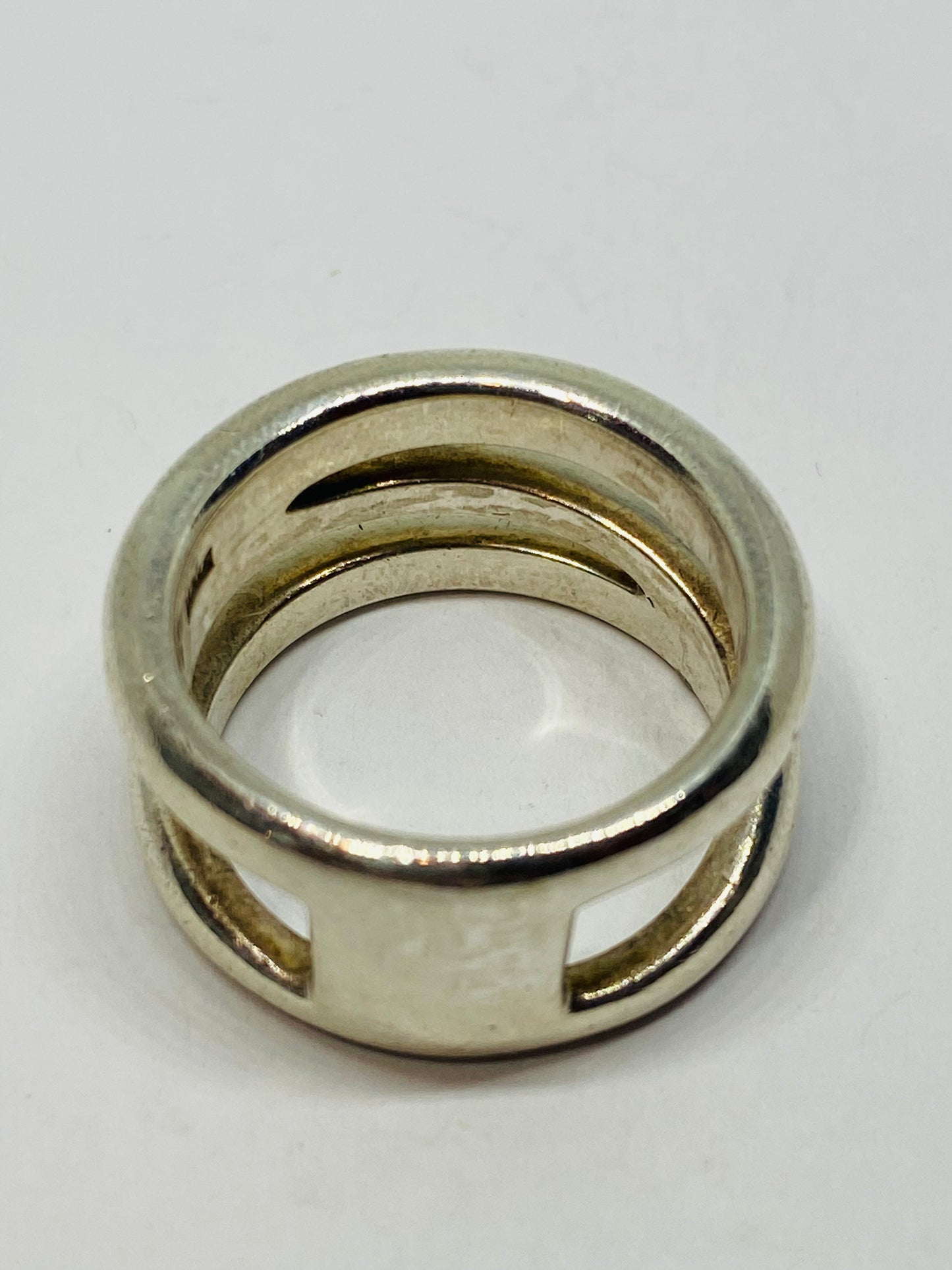 Tiffany & Co. Sterling Silver Ring Open Diagonal Size 6.25 Wide Band