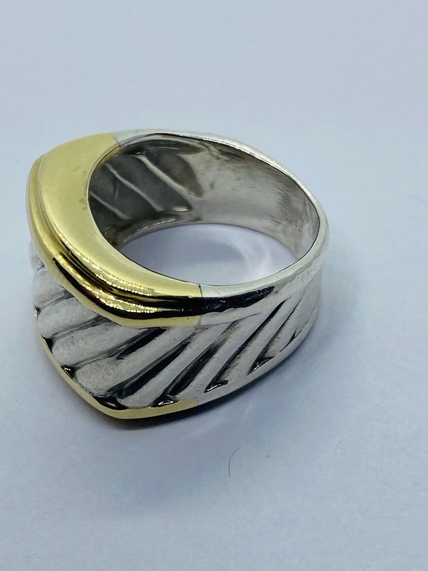 David Yurman Thoroughbred Ring 14K Gold Sterling Silver Cigar Cable Size 5.25