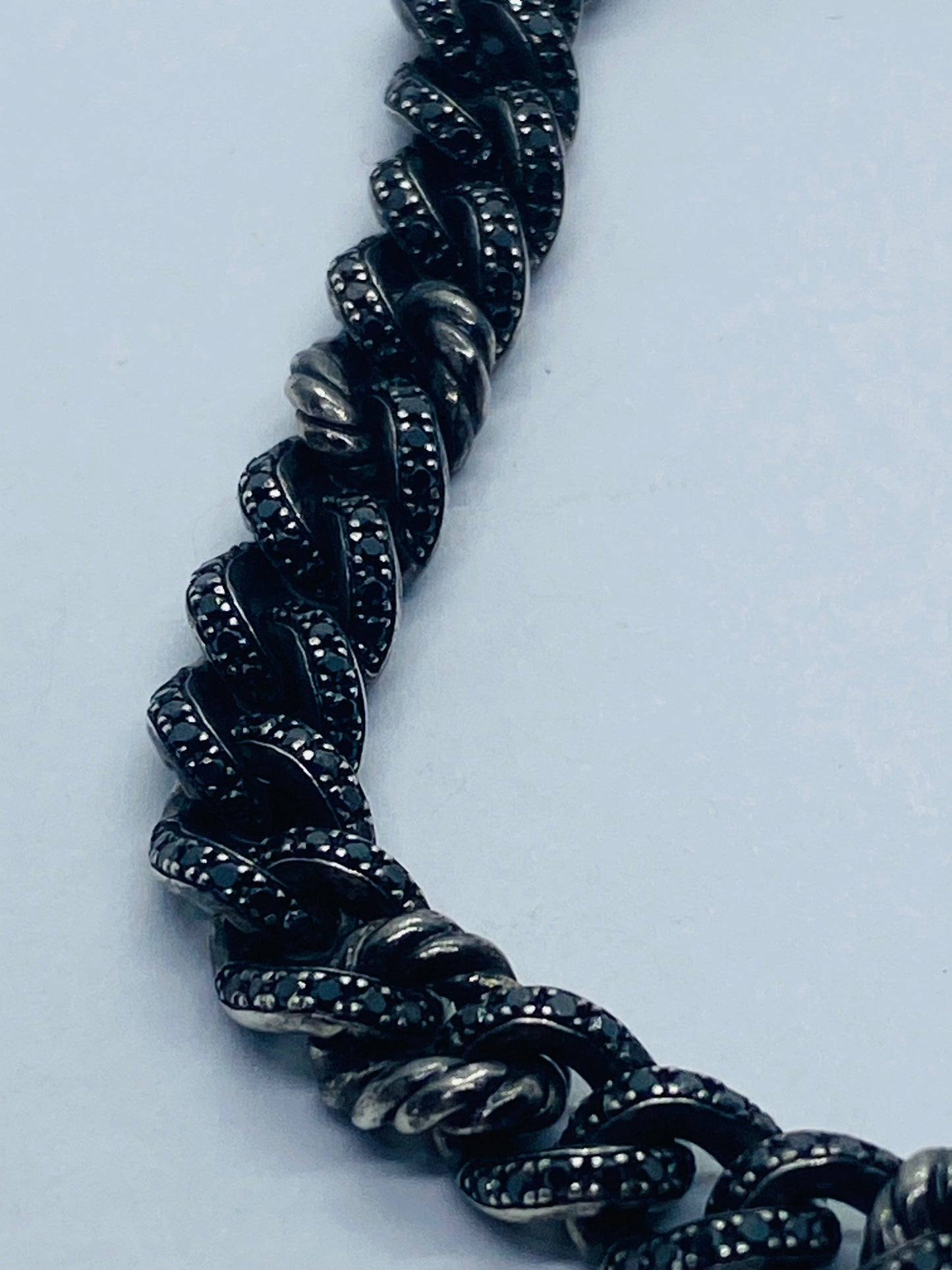 $4200 David Yurman Sterling Silver BraceletBlack Pave Diamonds 6.5” 6.4mm
