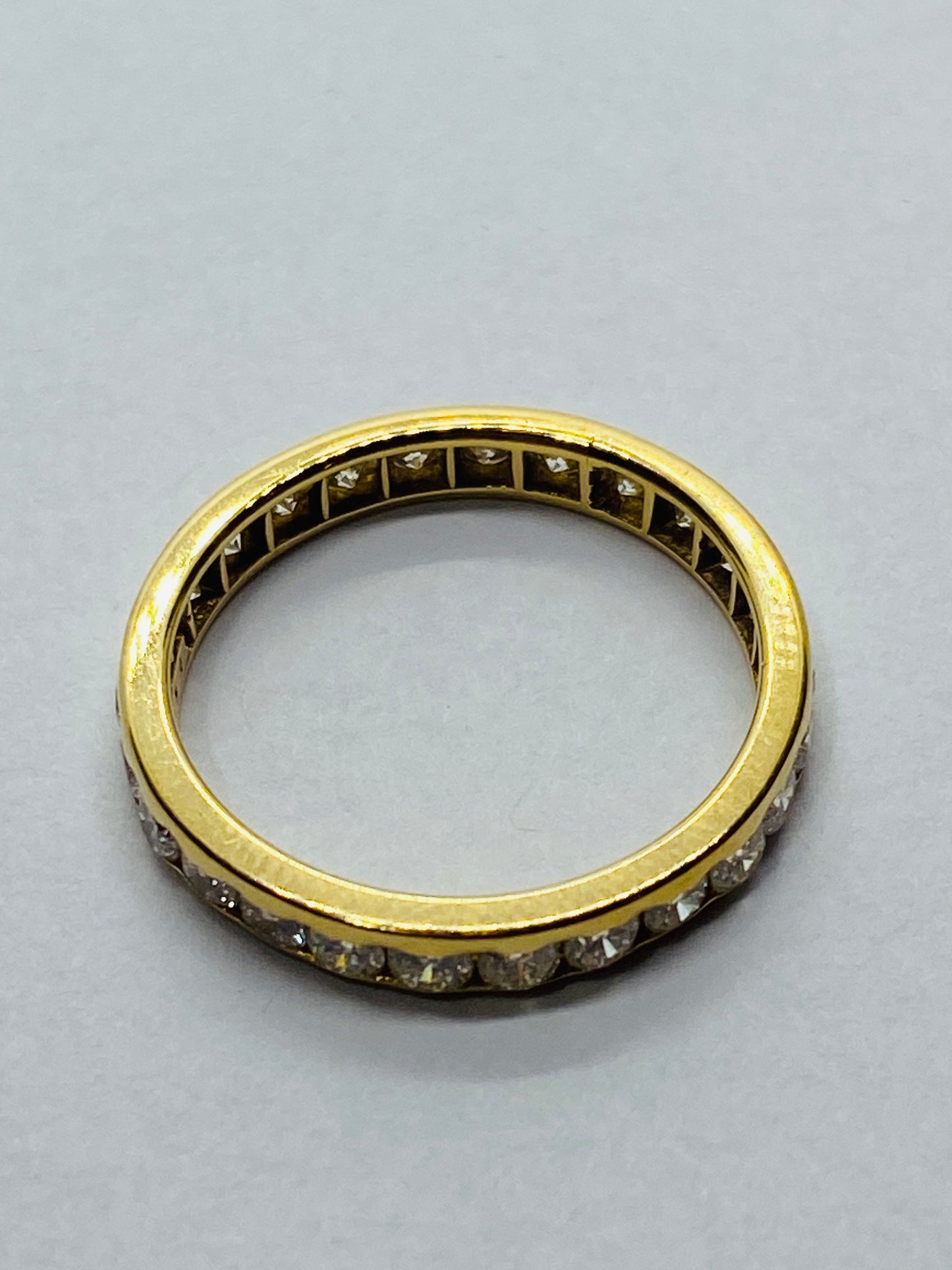 Tiffany & Co Round Diamond Channel Set Eternity Band Yellow Gold Size 5.5 .78Ct