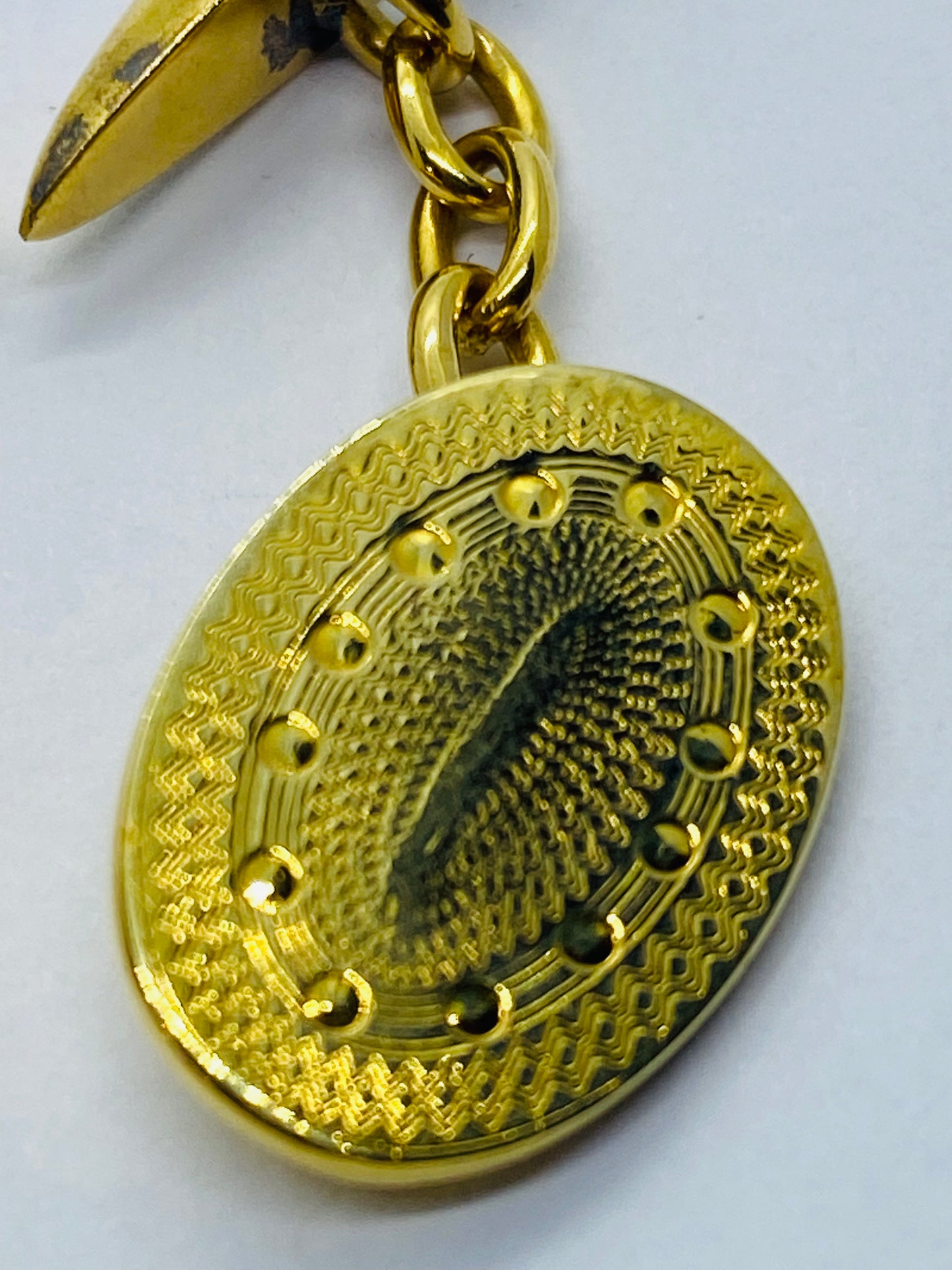 Rare Vintage Tiffany & Co. 18K Yellow Gold texture Oval Cuff Links