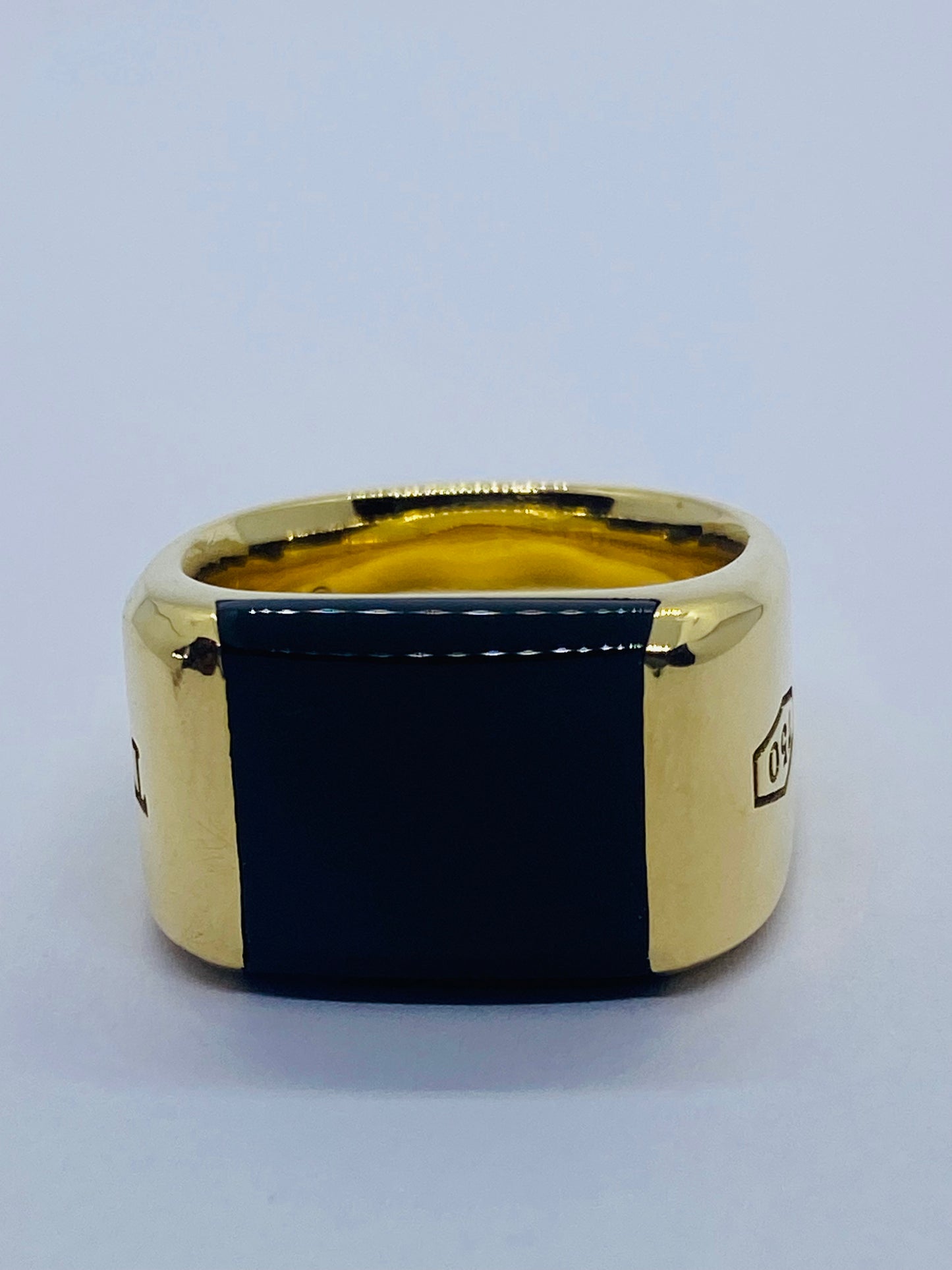 Tiffany & Co 1837 Makers Black Onyx Signet Men's Ring 18K Size 6. Mint