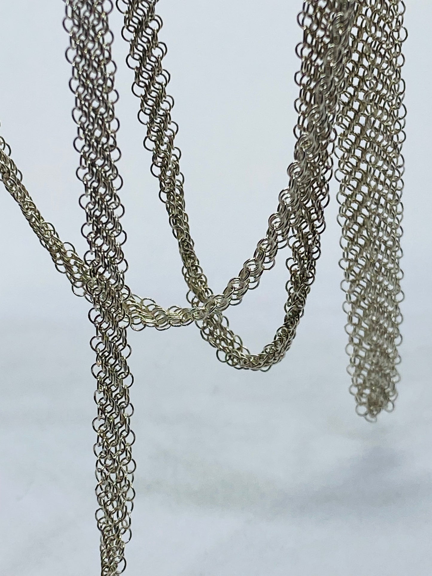 Tiffany & Co Peretti Somerset Mesh Scarf Necklace Sterling Silver 31” Pouch Box