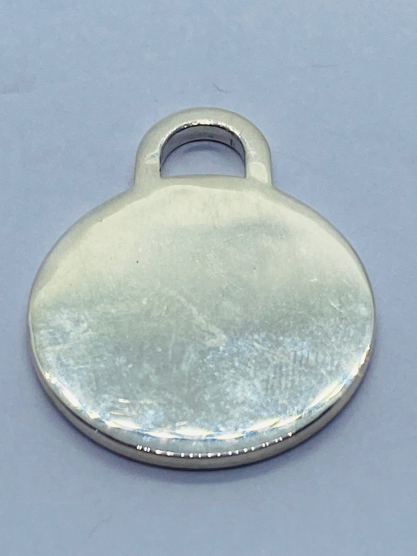 Tiffany & Co Medium Engravable Blank Round Tag Mens Pendant Sterling Silver