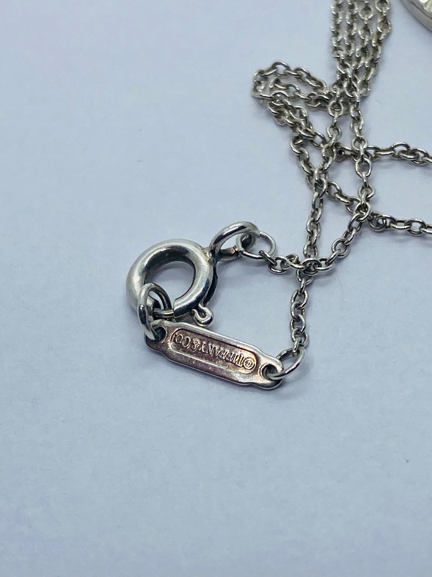 Tiffany & Co Sterling Silver Heart I Love You Notes Pendant 16.5” Necklace