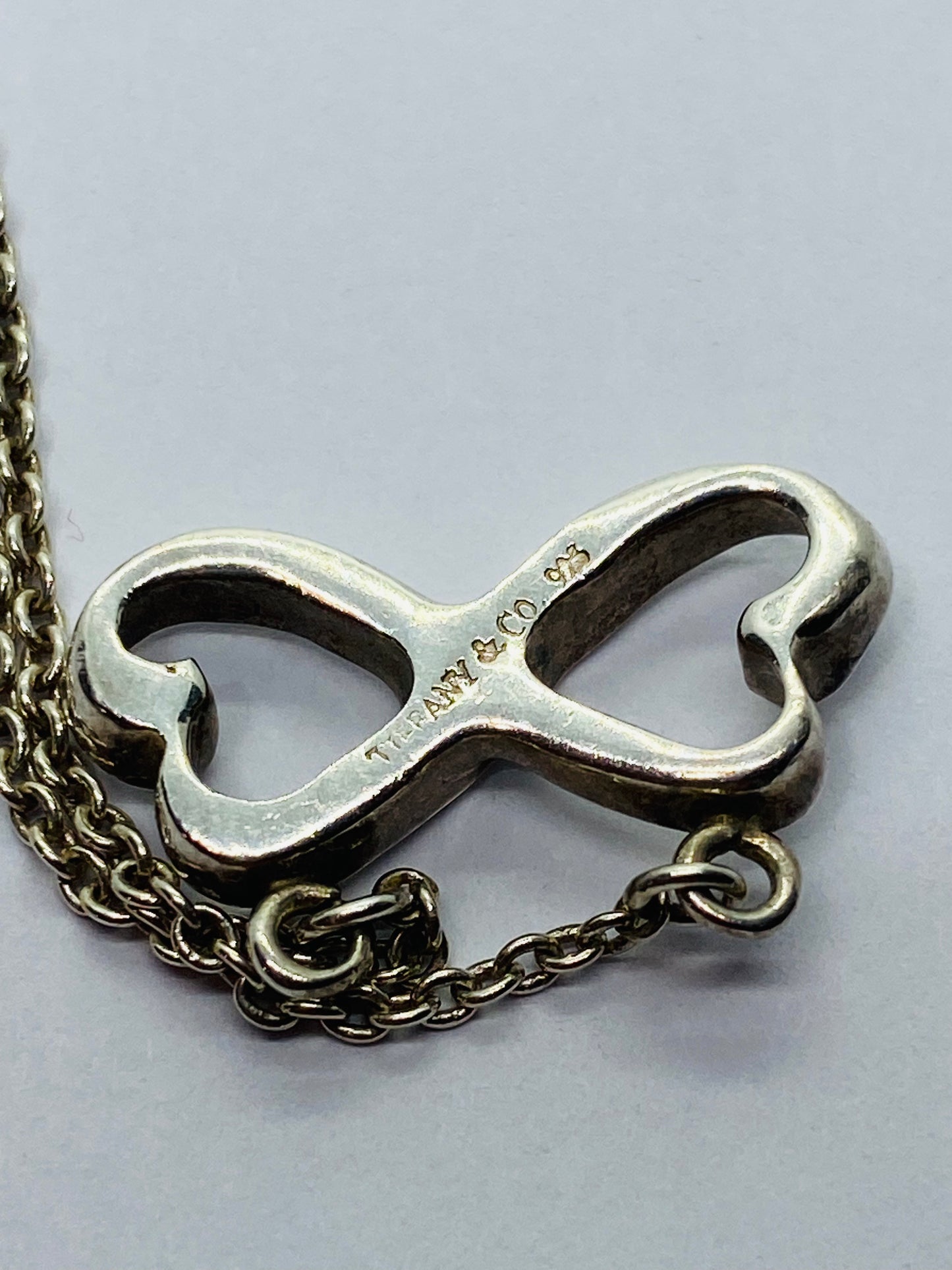 Tiffany & Co Paloma Picasso Double Loving Heart Infinity Necklace Pendant 16"