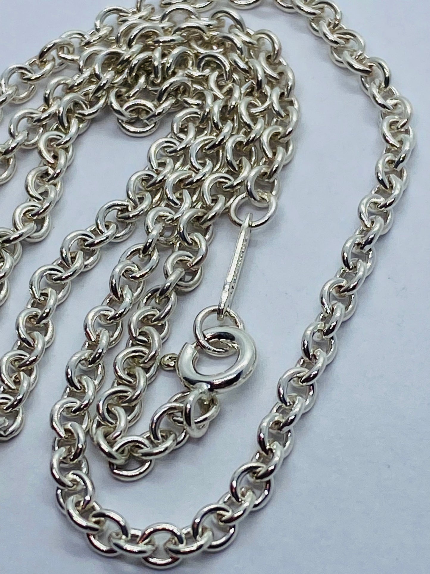 Tiffany & Co 3mm Large Link Rolo Chain 16 Necklace Sterling Silver Pouch