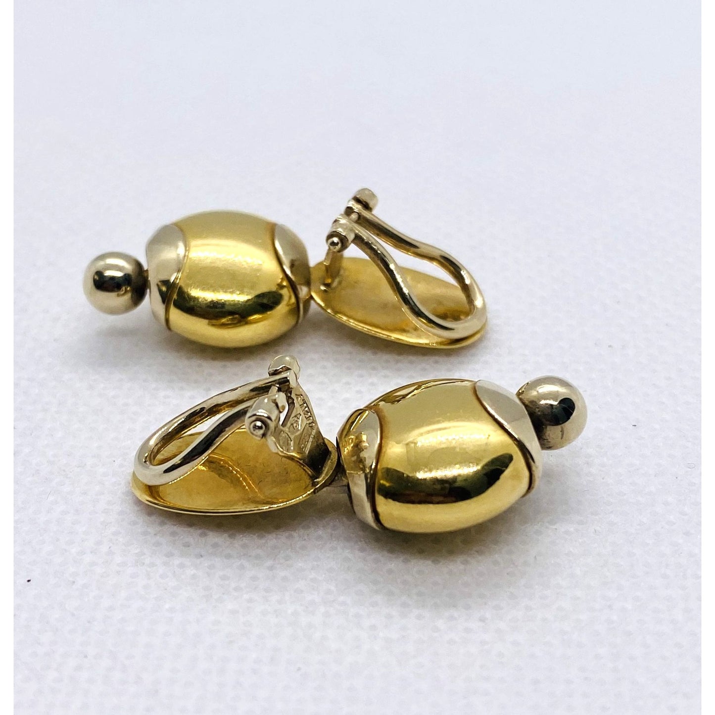 Baraka Two Tone 18K 750 Gold Clip on Earrings