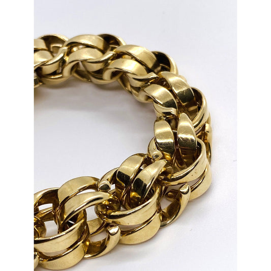 Tiffany & Co Double Link 14K 585 Yellow Gold Bracelet 8" Heavy Rare