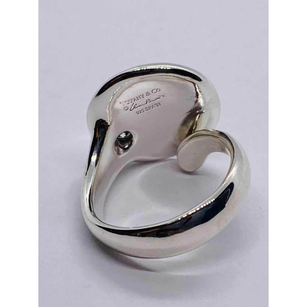 Tiffany & Co Elsa Peretti Sterling Silver Diamond Disk Ring Sz 6.75
