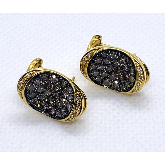 Le Vian Chocolate & Vanilla Diamond Earrings 18K Yellow Gold