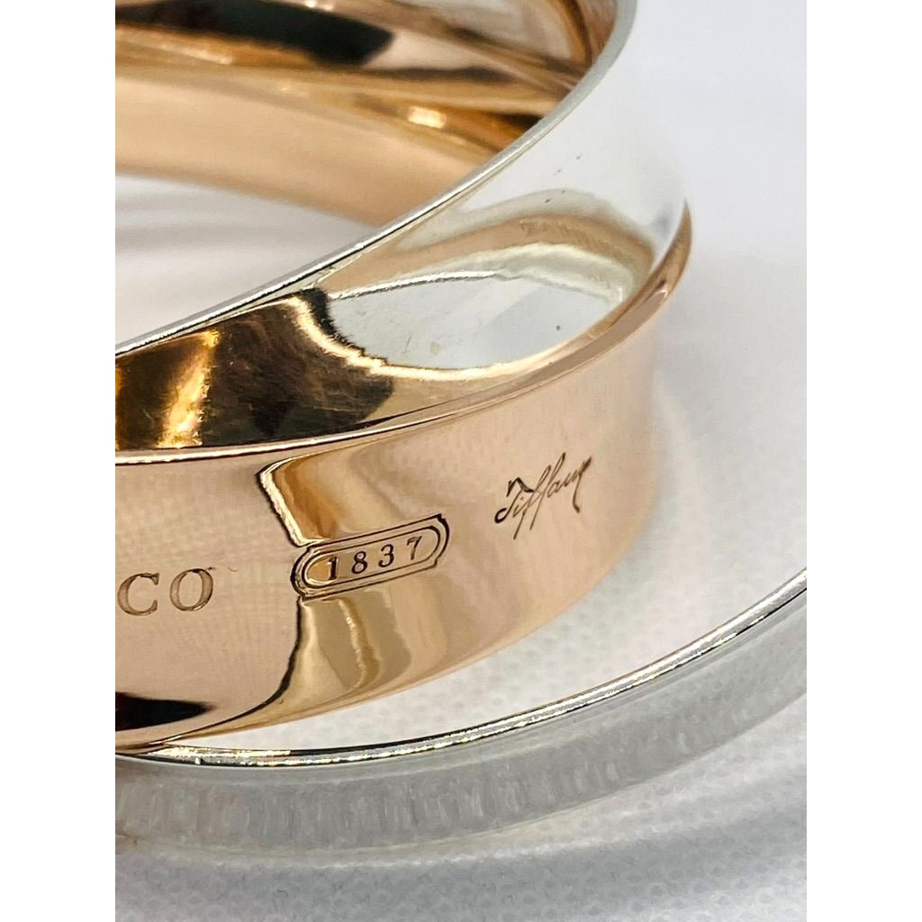 Tiffany & Co 1837 Interlocking Rubedo & Sterling Silver Bangles Bracelet