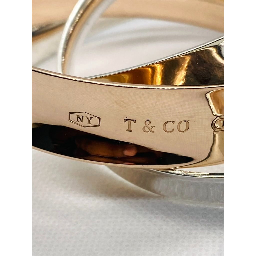Tiffany & Co 1837 Interlocking Rubedo & Sterling Silver Bangles Bracelet