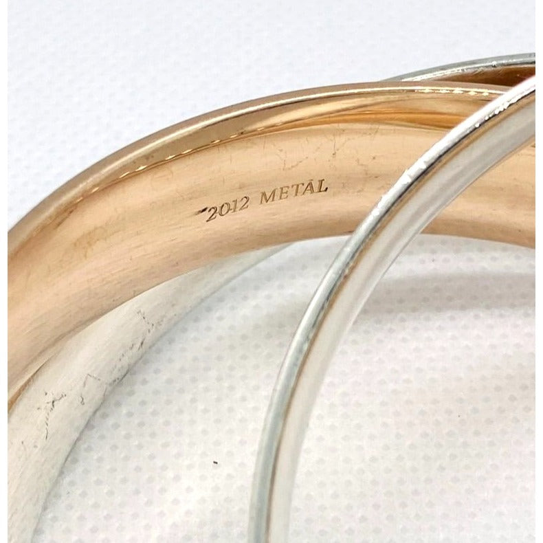 Tiffany & Co 1837 Interlocking Rubedo & Sterling Silver Bangles Bracelet