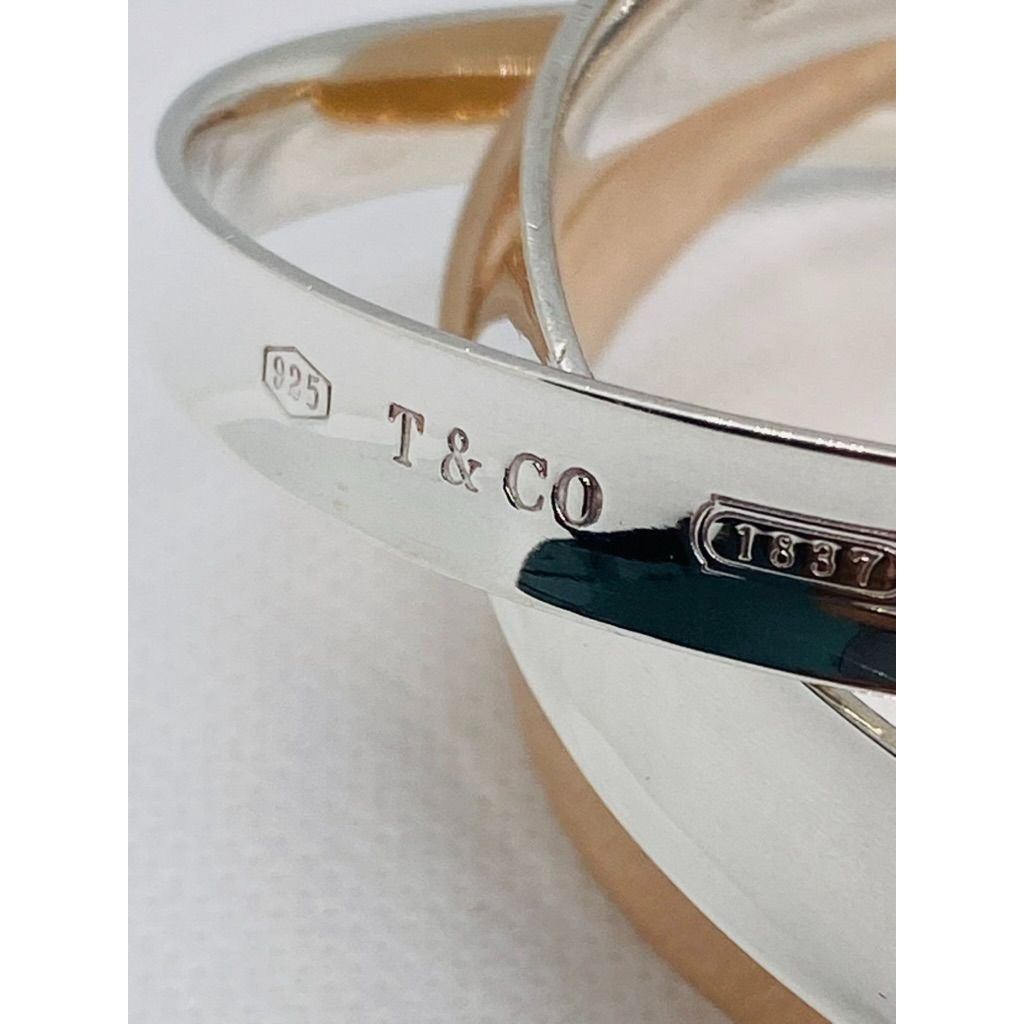 Tiffany & Co 1837 Interlocking Rubedo & Sterling Silver Bangles Bracelet
