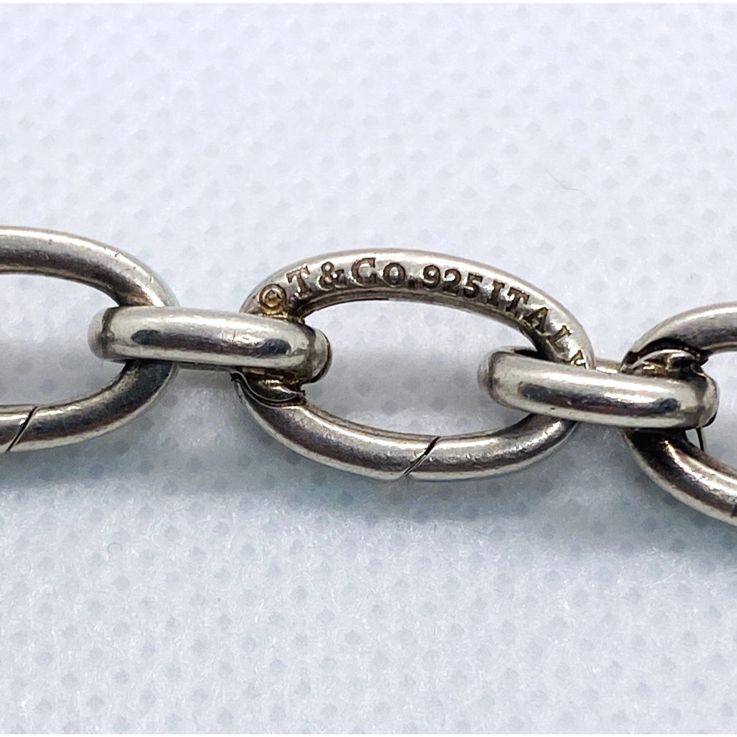 Tiffany & Co Blue Enamel Clasping Oval Link Bracelet Sterling Silver 925