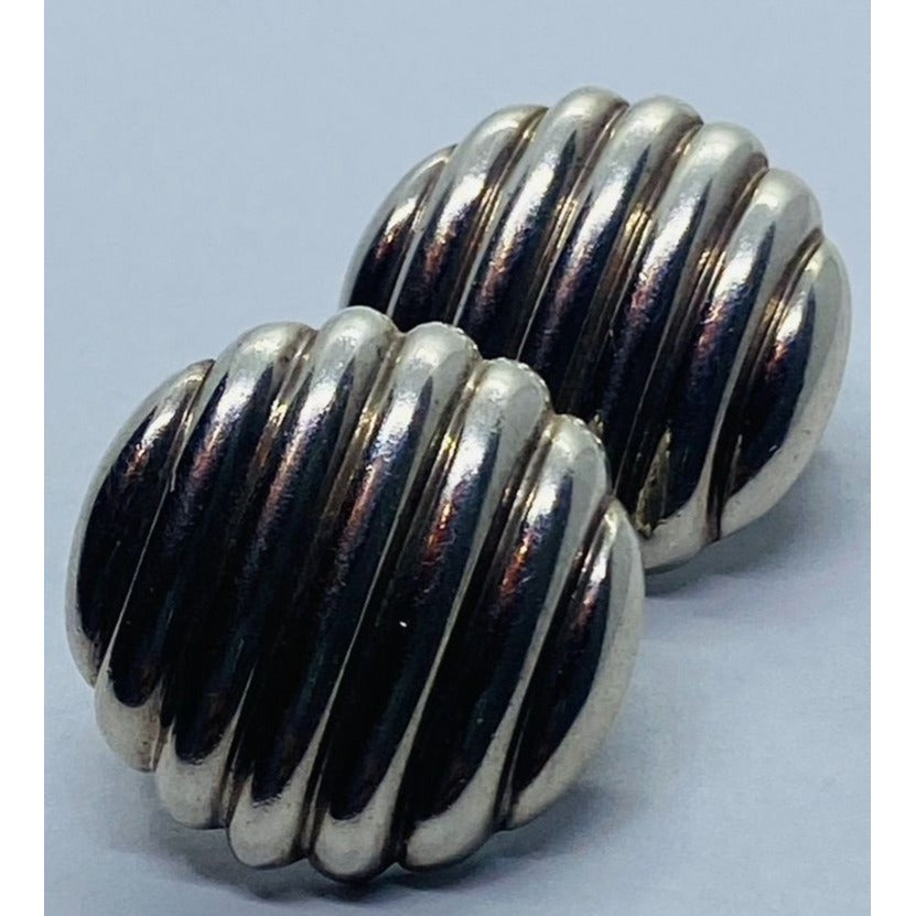 John Hardy Ribbed Post Clip On Earrings Sterling Silver 925