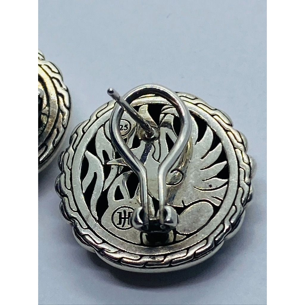 John Hardy Ribbed Post Clip On Earrings Sterling Silver 925