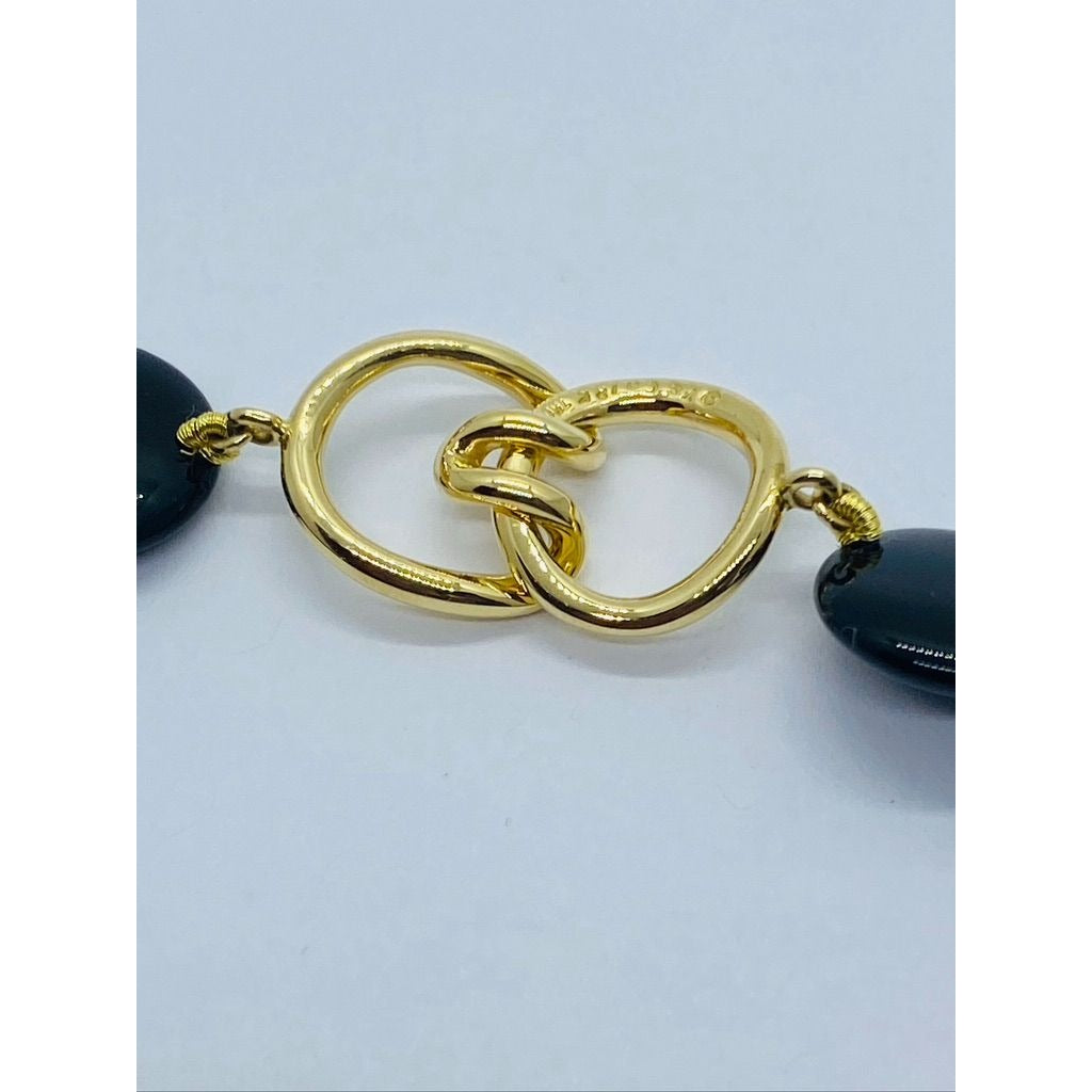 Tiffany & Co. 18k Yellow Gold Black Onyx Angela Cummings Lentil Necklace 14.5"