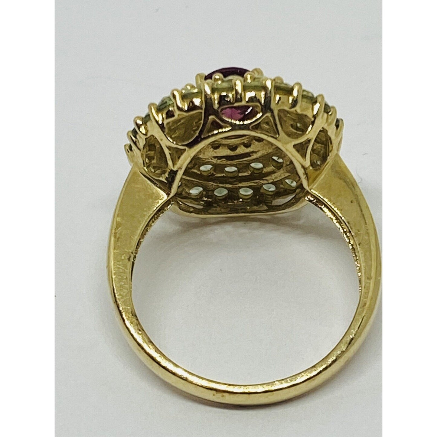 Stunning Multi Stone Diamond 14 K Gold Oval Design Sz 7 Ring THL SAMUEL AARON