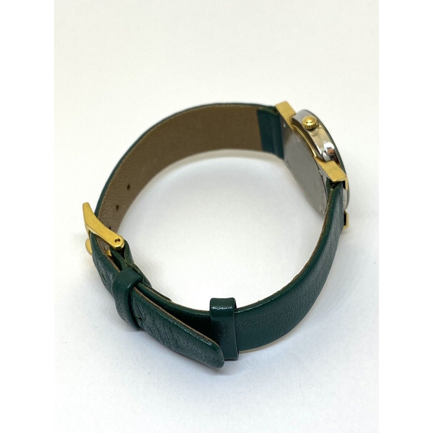 Movado Limited Edition Ladies Gold Tone Museum Green Dial Leather Strap In Box
