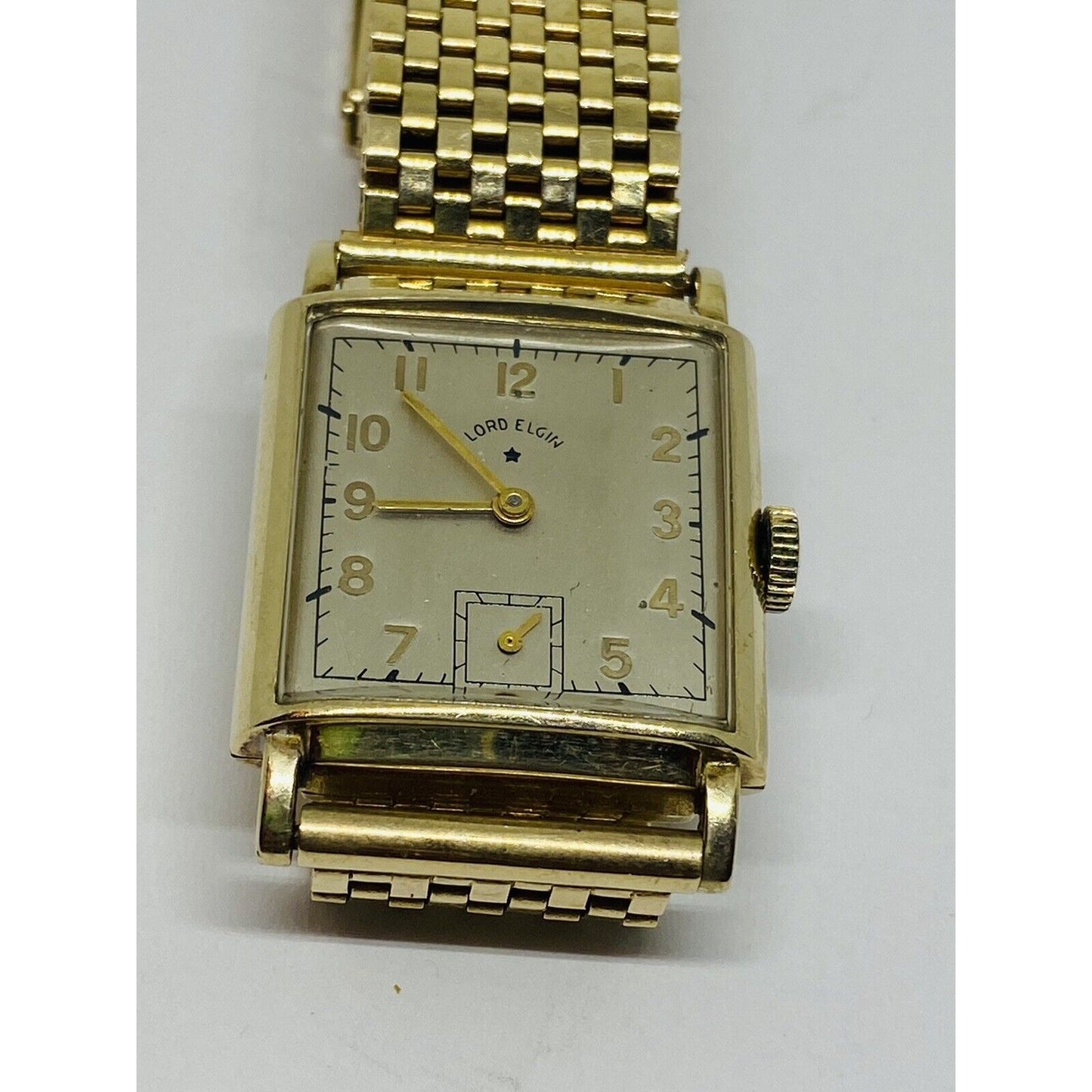 RARE LORD ELGIN SOLOD 14K wrist watch. 59.6 Grams BAND SOLID 14K GOLD 16MM BAND