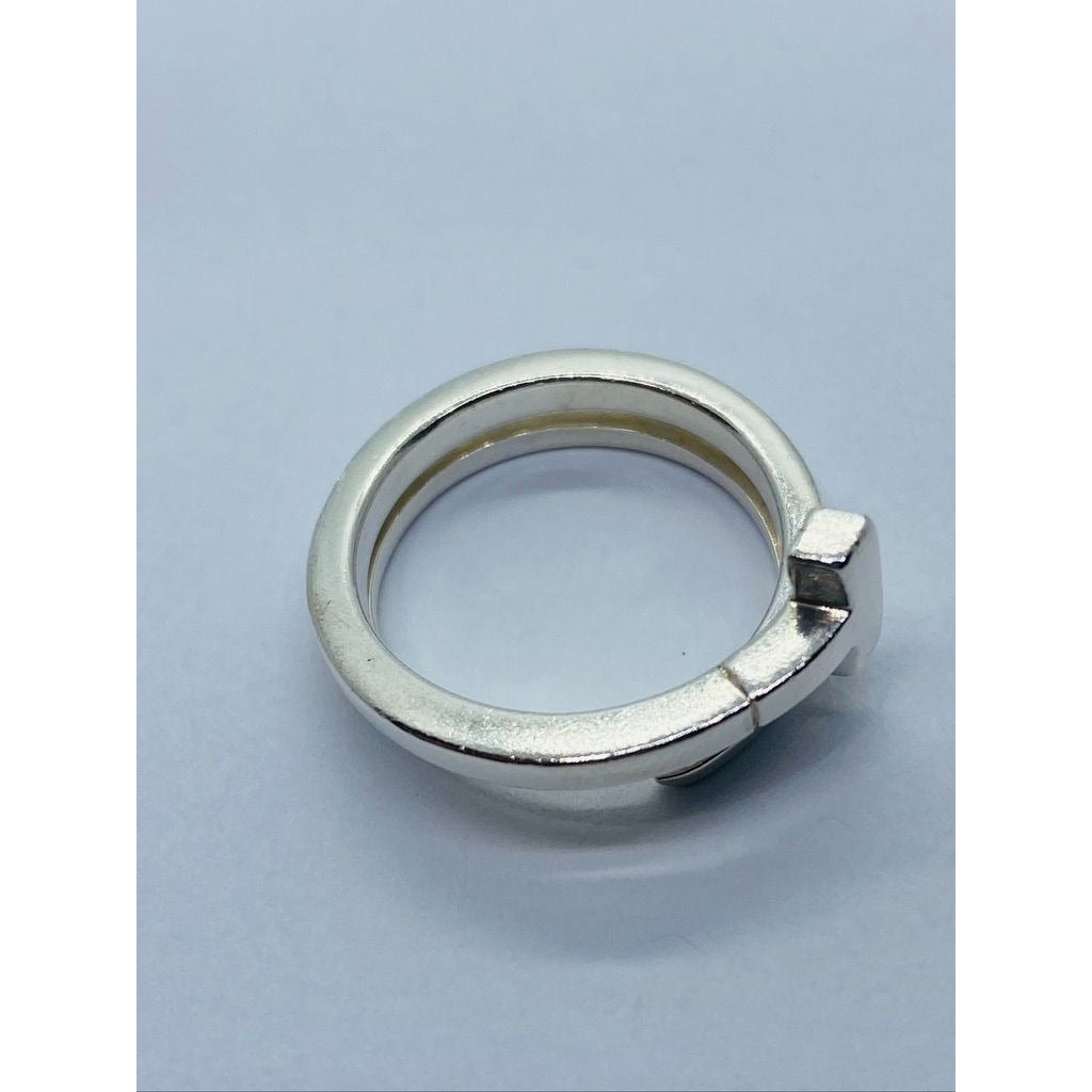 Tiffany & Co Sterling Silver T Square Wrap Ring Size 7 Pouch 11MM Wide