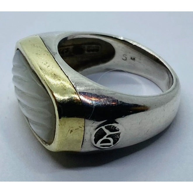 David Yurman18K Sterling Silver Carved Mother Of Pearl Ring Size 6