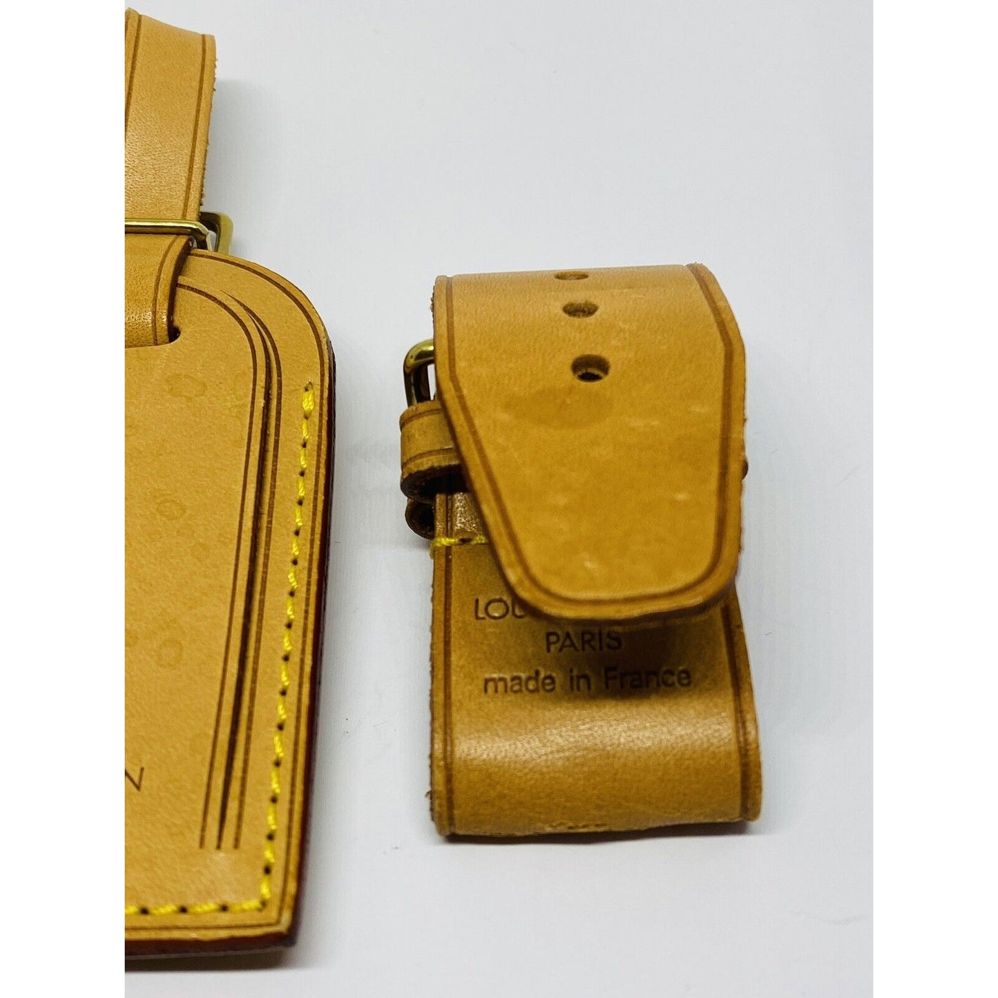 100% Authentic Louis Vuitton Luggage Bag Tag w/ Strap Large 1 Set