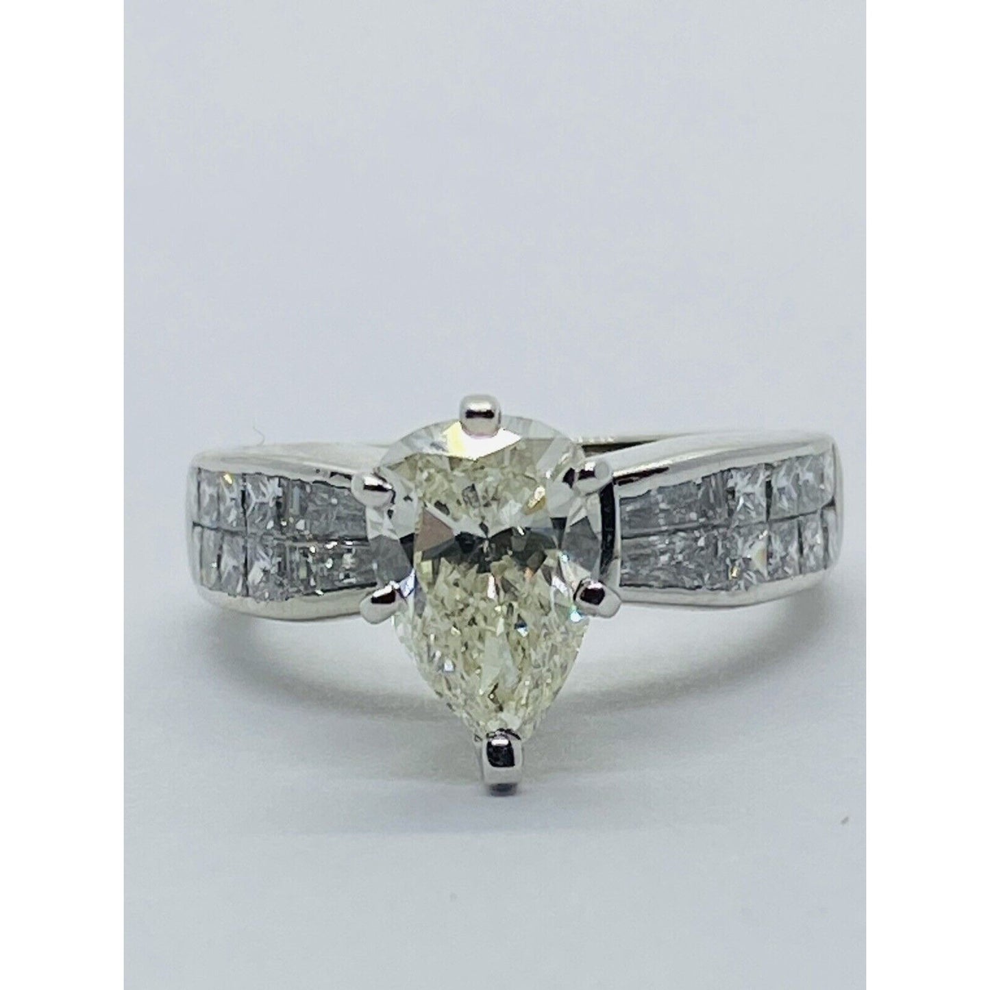 GIA PEAR CUT 1.62 ENGAGEMENT RING 18K WHITE GOLD SIZE 6 2.82 TCW