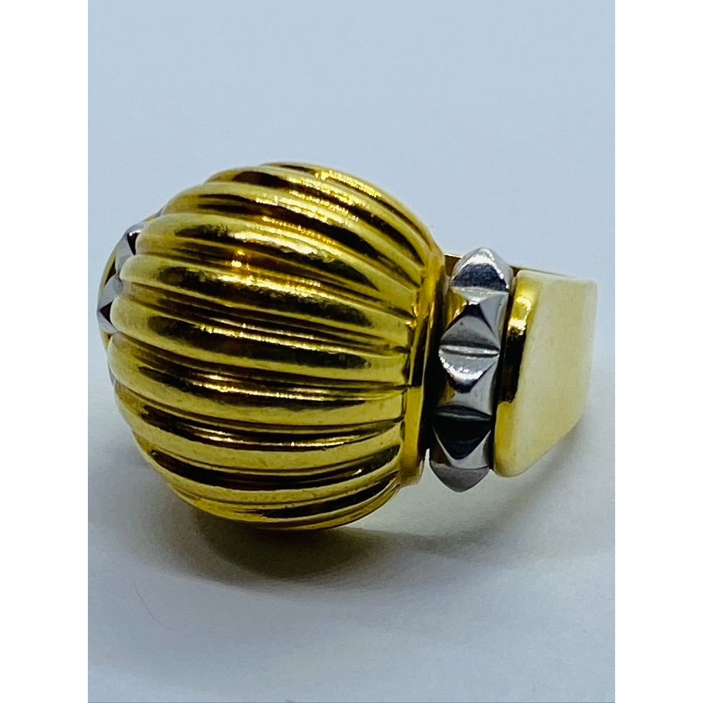 Lagos Platinum + 18k Yellow Gold Jumbo Cocktail Ring 18.04 Grams Size 6.5