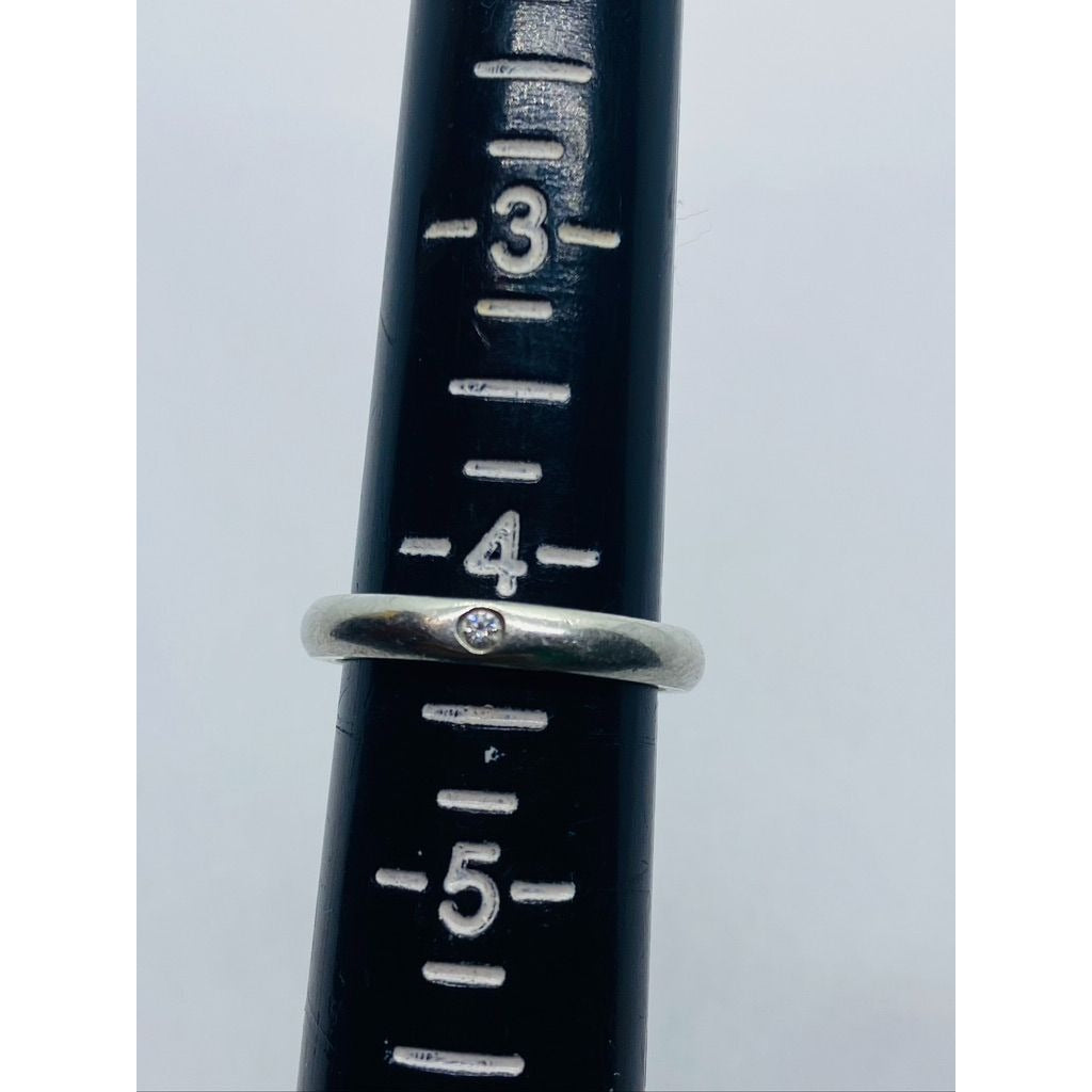 Tiffany & Co Elsa Peretti Platinum Diamond Band Ring Size 4.25